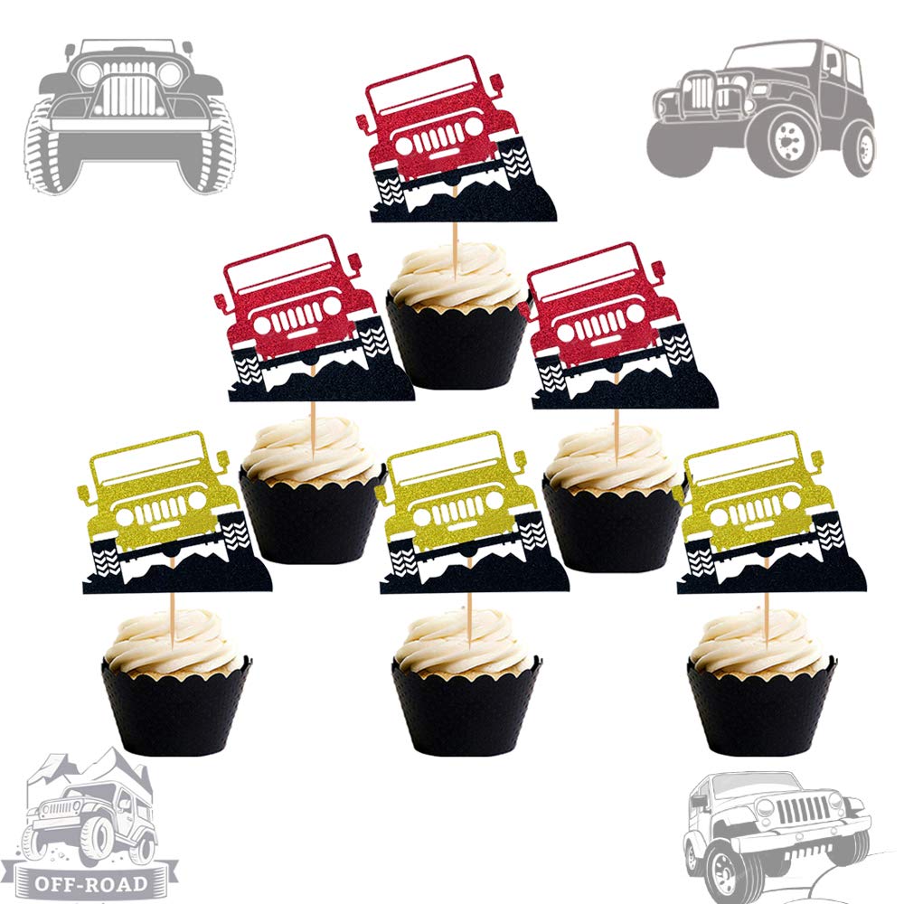 JeVenis 24 PCS Car Cake Toppers - Vehicle Themed Cupcake Decorations for Birthday Parties, Baby Showers & Gender Reveals - Perfect for Boys, Men & Car Enthusiasts