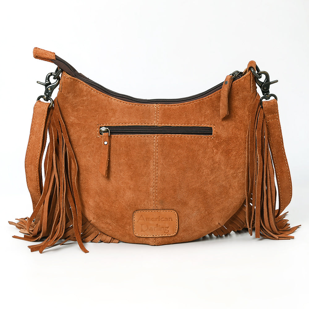 American Darling ADBG1663 Genuine Leather Crossbody Bag for Women - Hand-Tooled Suede Western Purse - Perfect for Casual Outings, Travel & Everyday Use