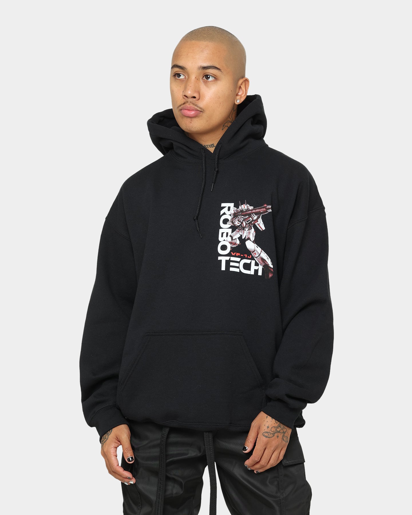American Thrift X Robotech VF1J Black Hoodie - Stylish Anime-Inspired Streetwear for Fans & Collectors | Perfect for Cosplay, Conventions & Casual Wear