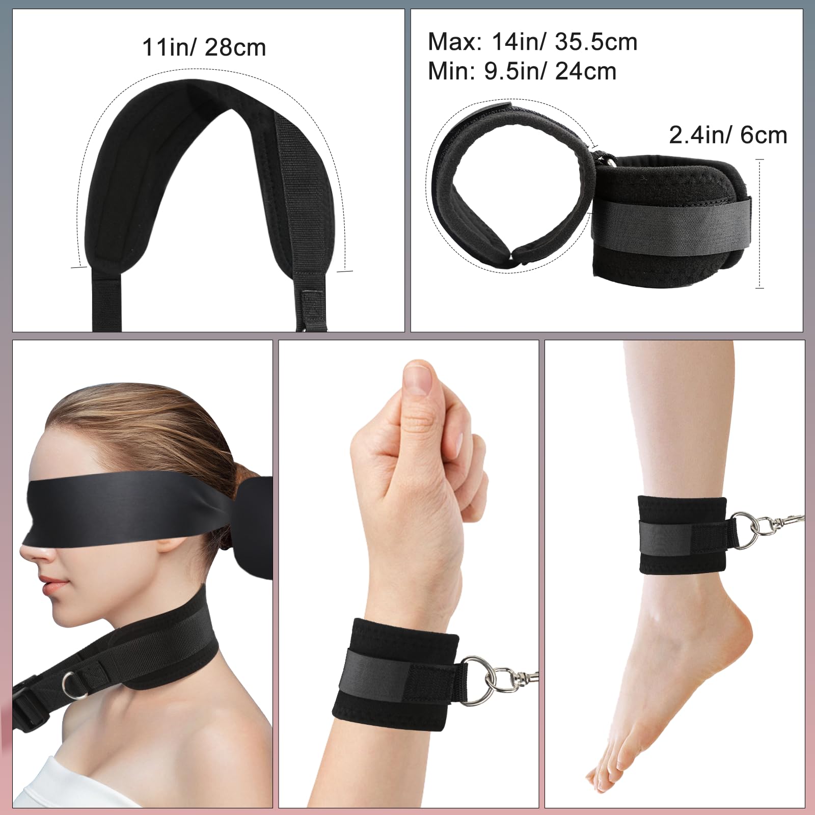 BDSM Bondage Gear Set - Adjustable Thigh Sling & Detachable Handcuffs with Blindfold | Premium Restraints Kit for Couples Play, Adult Games & Sensual Exploration