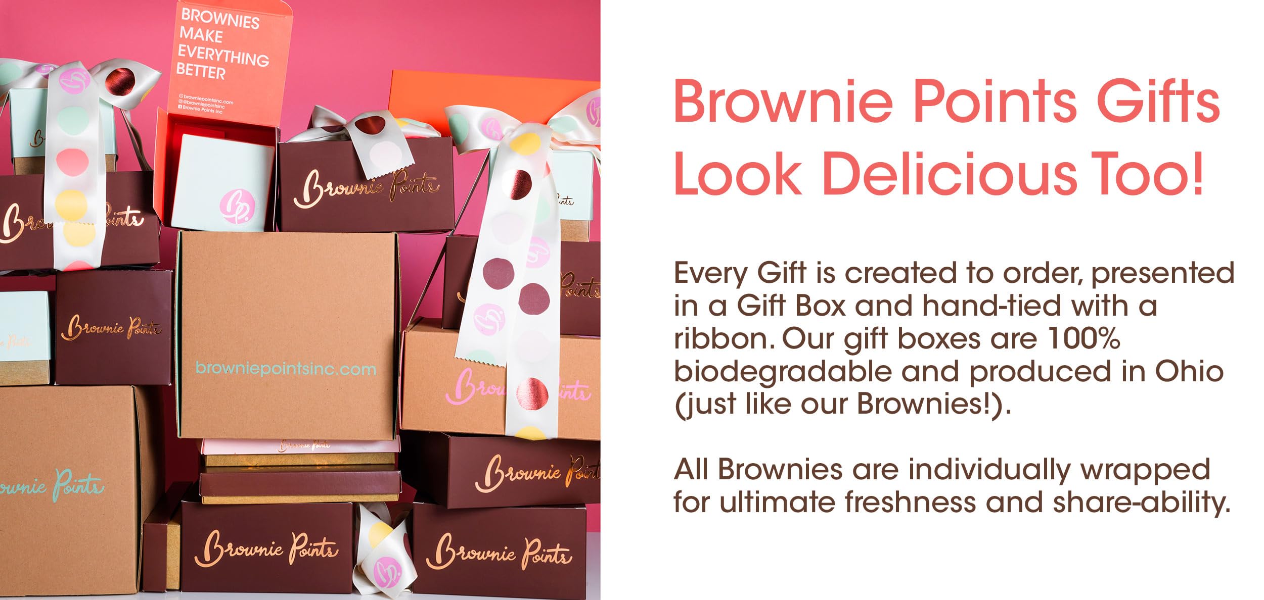 Gourmet Fudge Chocolate Brownies Gift Box - 30 Individually Wrapped Mini Brownies for Birthday, Anniversary, Holidays | Perfect Gift for Him, Her, Friends & Family | Brownie Points BP_BABY30 with Decorative Bow