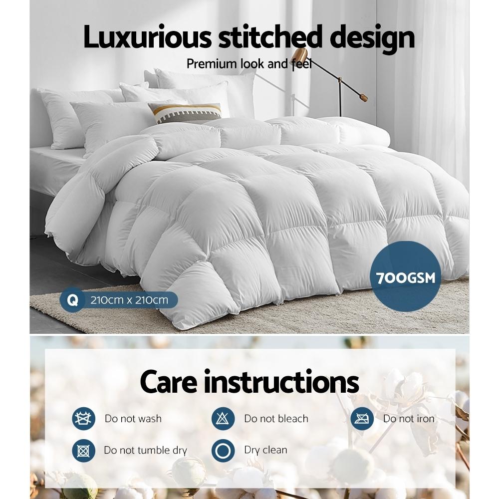 Premium 700GSM Duck Down Feather Quilt - Ultra Warm Winter Blanket for Queen Size Bed | Luxury Duvet Insert & Doona Cover | Perfect for Cold Nights, Guest Rooms & Cozy Bedroom Decor