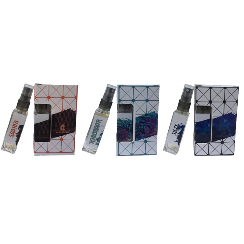 Raro Aroma Premium Luxury Long-Lasting Eau De Parfum - Designer Inspired Fragrance Set (8ml x 3 Bottles, Unisex) for Daily Wear, Office & Special Occasions | Saahib Khumaar Nell Scent