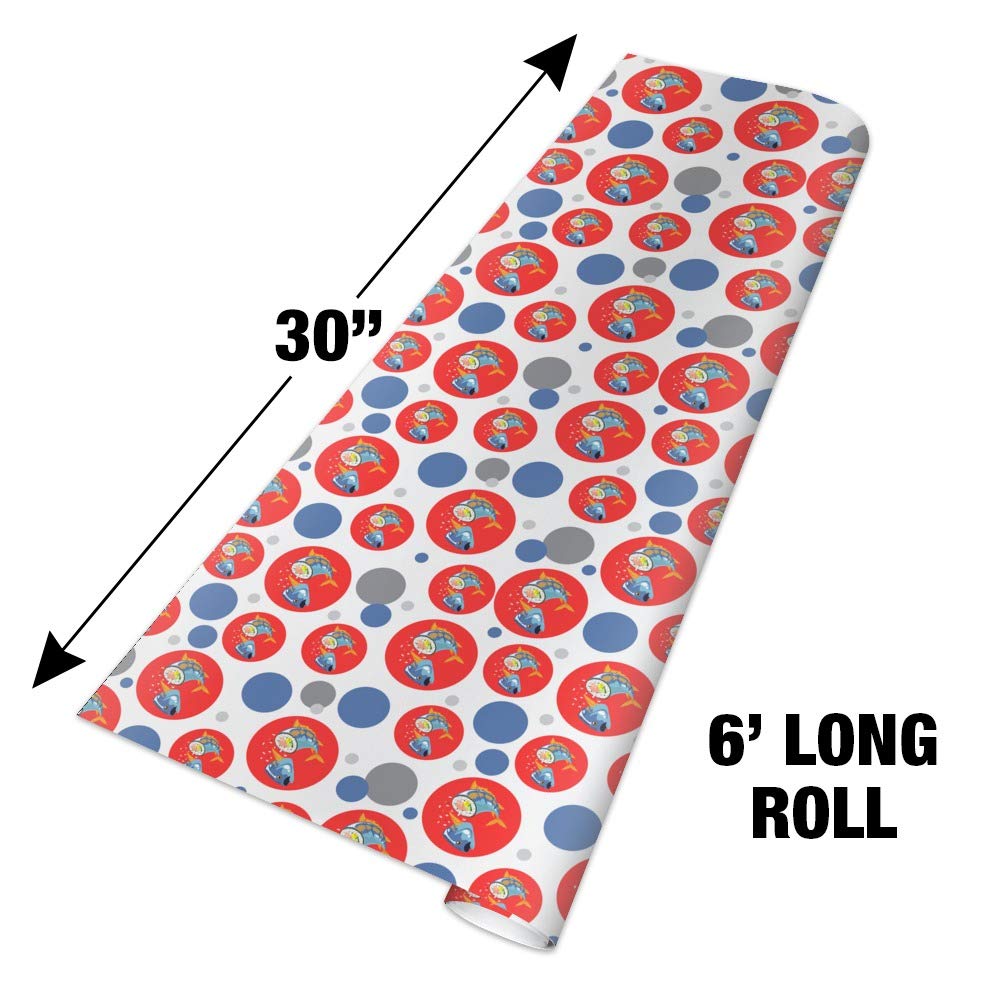 Premium Sushi Tuna Fish Yellowtail Roll Design Gift Wrap Paper Roll - Perfect for Birthday Presents, Japanese Food Themed Parties & Special Occasions