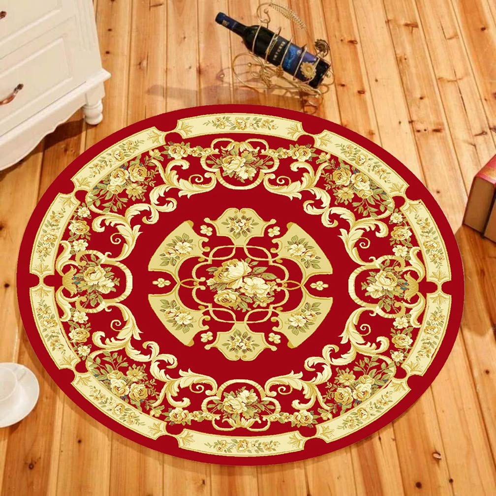 MOXIC 6' Round Vintage Persian Heriz Area Rug - Soft Non-Slip Traditional Carpet for Living Room, Bedroom, Nursery & Bathroom - Kids Safe Crawling Mat & Home Decor Collection (6' X 6') - Perfect for Cozy Spaces, Play Areas & Vintage Style Interiors