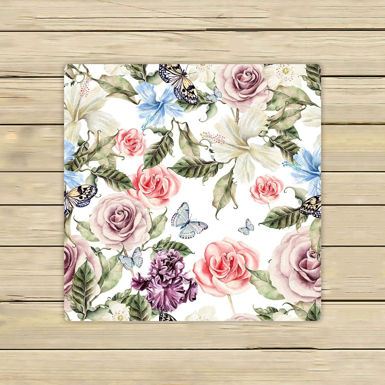 Premium Watercolor Floral Beach Towel - Soft & Absorbent Rose, Iris, Hibiscus Design for Bath, Shower, Pool, Travel - 13x13 Inch - Perfect for Home, Outdoor & Vacation Use