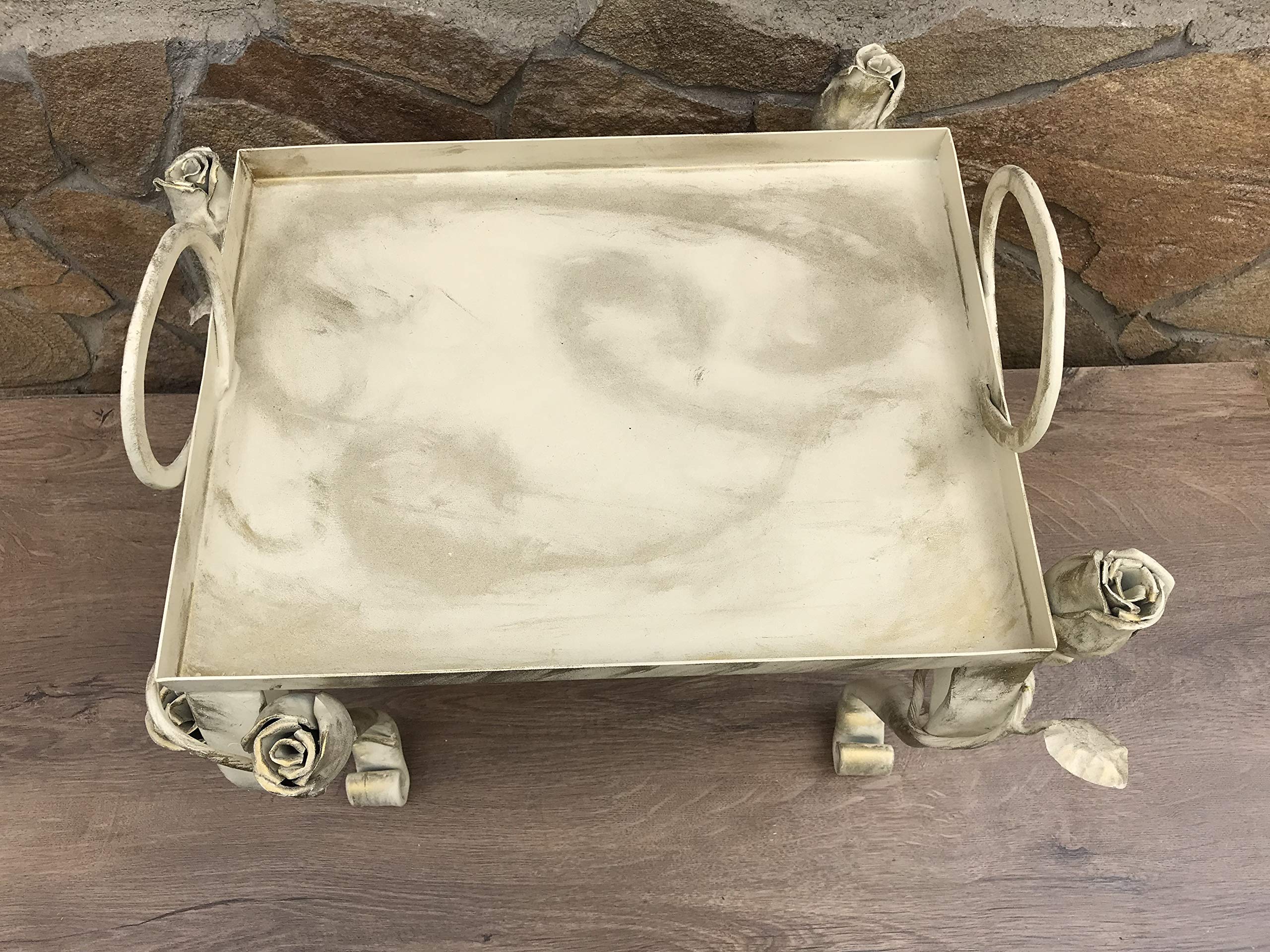 **Elegant Floral Iron Breakfast in Bed Tray - Romantic Anniversary Gift for Her - Perfect for Serving Coffee, Tea, or Meals in Bed - Ideal for Mother's Day, Valentine's Day & Special Occasions**