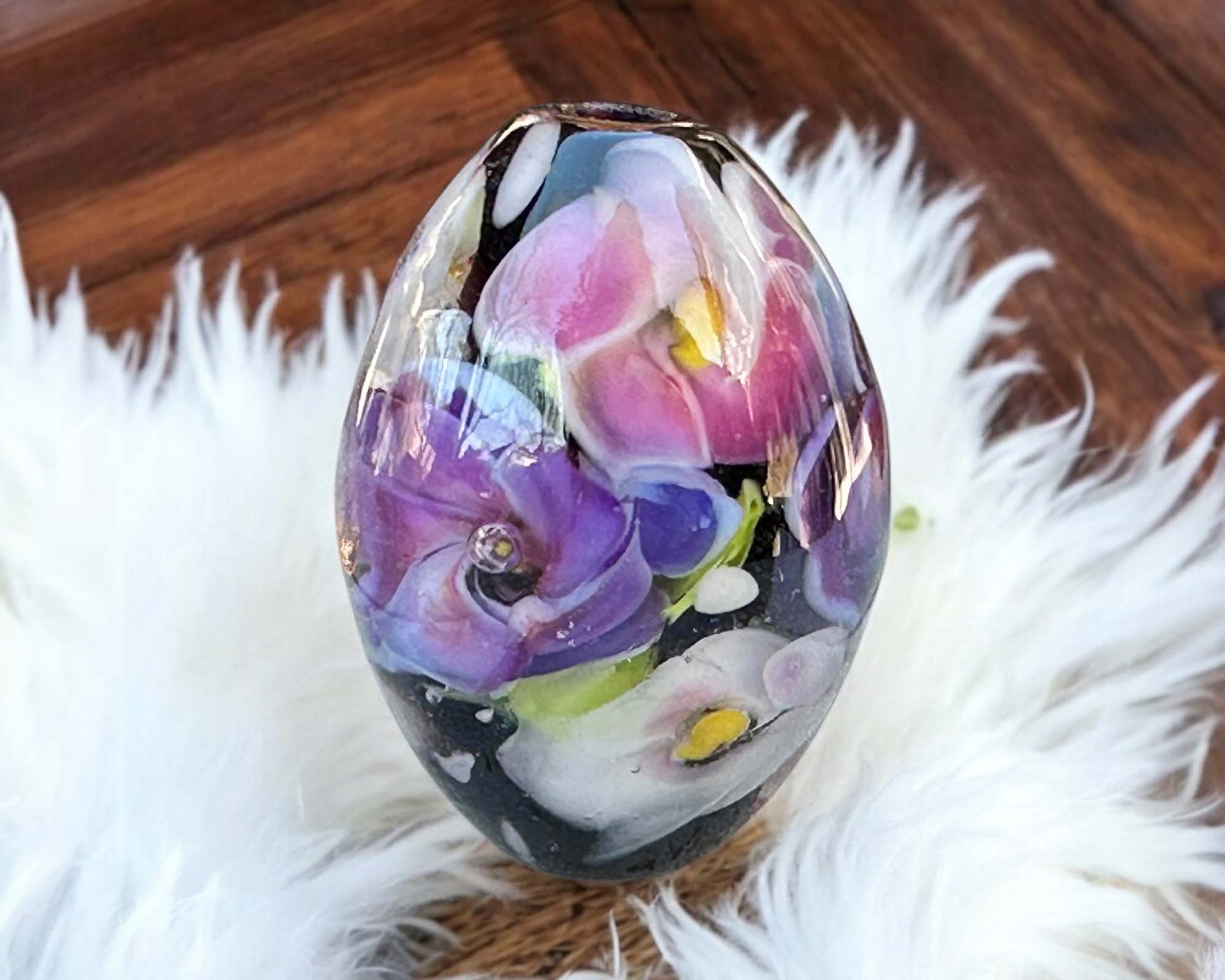 Spring Blossom Floral Lampwork Glass Focal Bead | Handmade SRA Artisan Jewelry Component | Perfect for Necklace Pendants & DIY Bracelet Making
