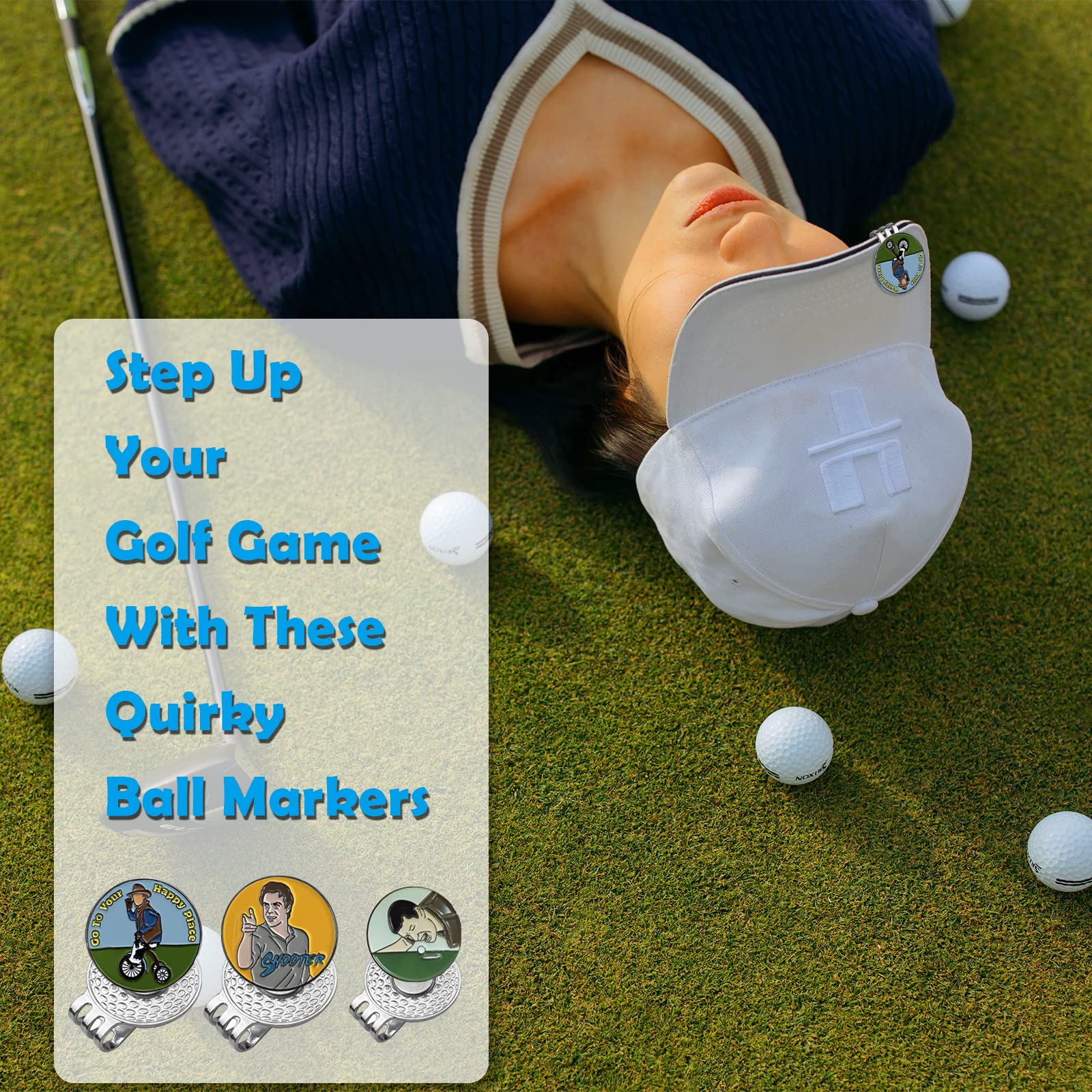 Magnetic Golf Ball Marker & Hat Clip - Funny Golf Accessories for Men & Women - Perfect Golf Gifts for Golf Lovers - Ideal for Golf Course, Driving Range & Tournament Play