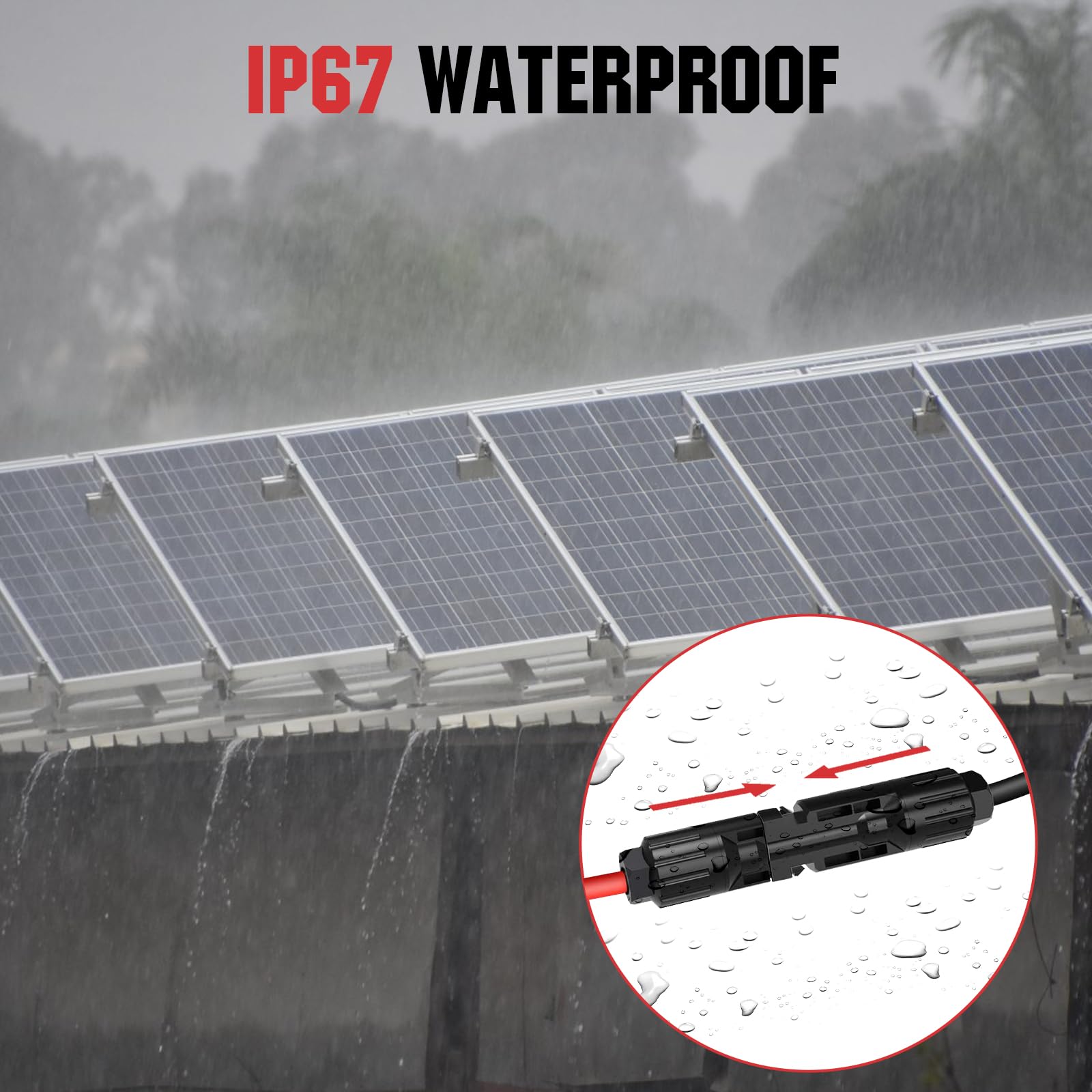 ECO-WORTHY 20FT 10AWG Solar Panel Extension Cable with MC4 Connectors (Red & Black) - Weatherproof Solar Panel Wire for RV, Boat, Off-Grid Systems - Compatible with Solar Panels & Charge Controllers