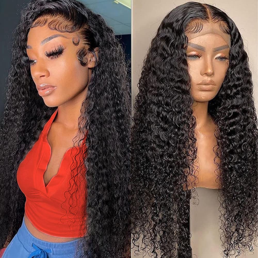 13x4 HD Lace Front Wigs Human Hair 180% Density Deep Wave - Natural Black 22 Inch Wet & Wavy Lace Wigs for Women | Perfect for Daily Wear, Parties & Special Occasions