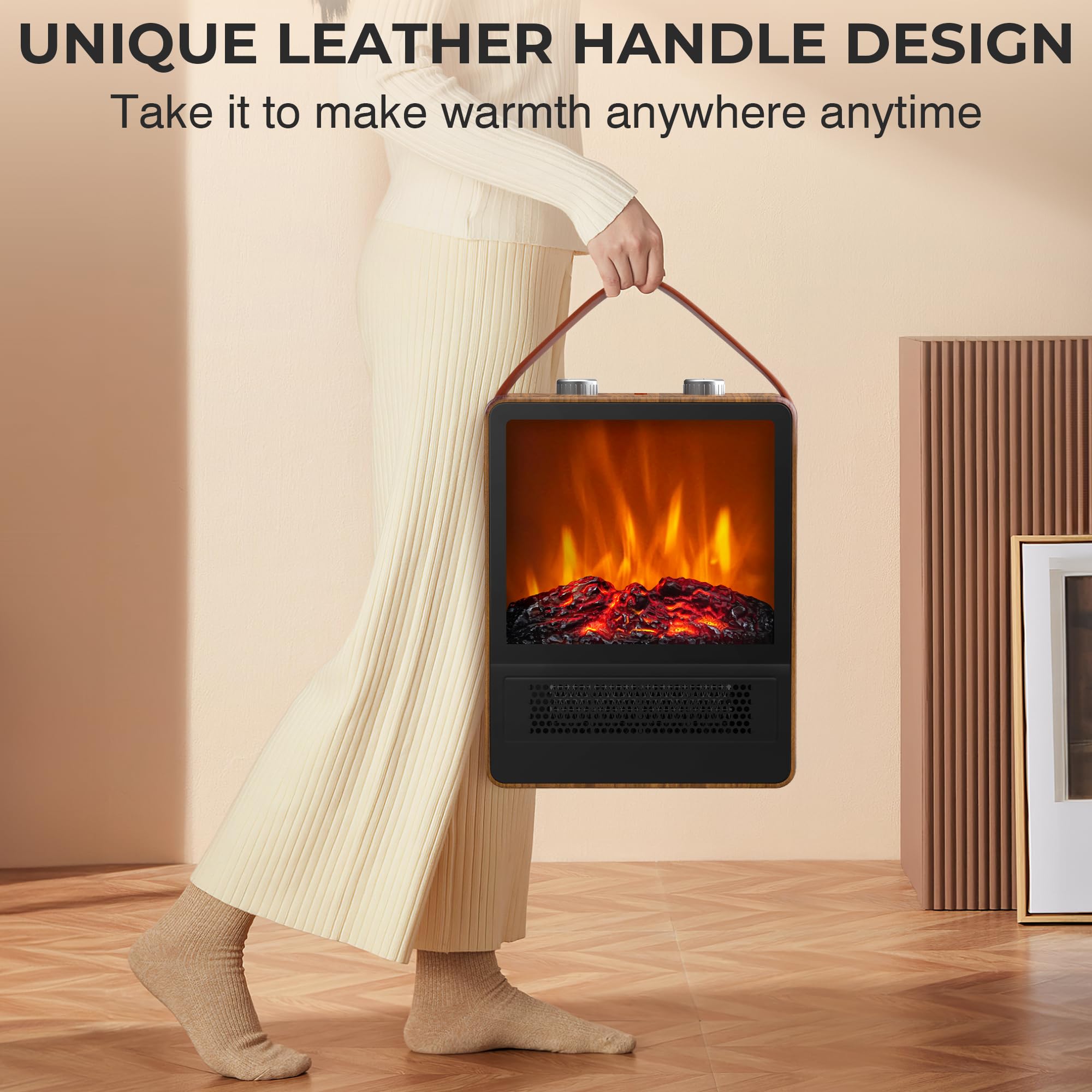 1500W Electric Fireplace Heater with 3D LED Flame - Portable Indoor Space Heater for Home & Office - Dual Safety Protection - Perfect for Winter Heating & Christmas Decorations