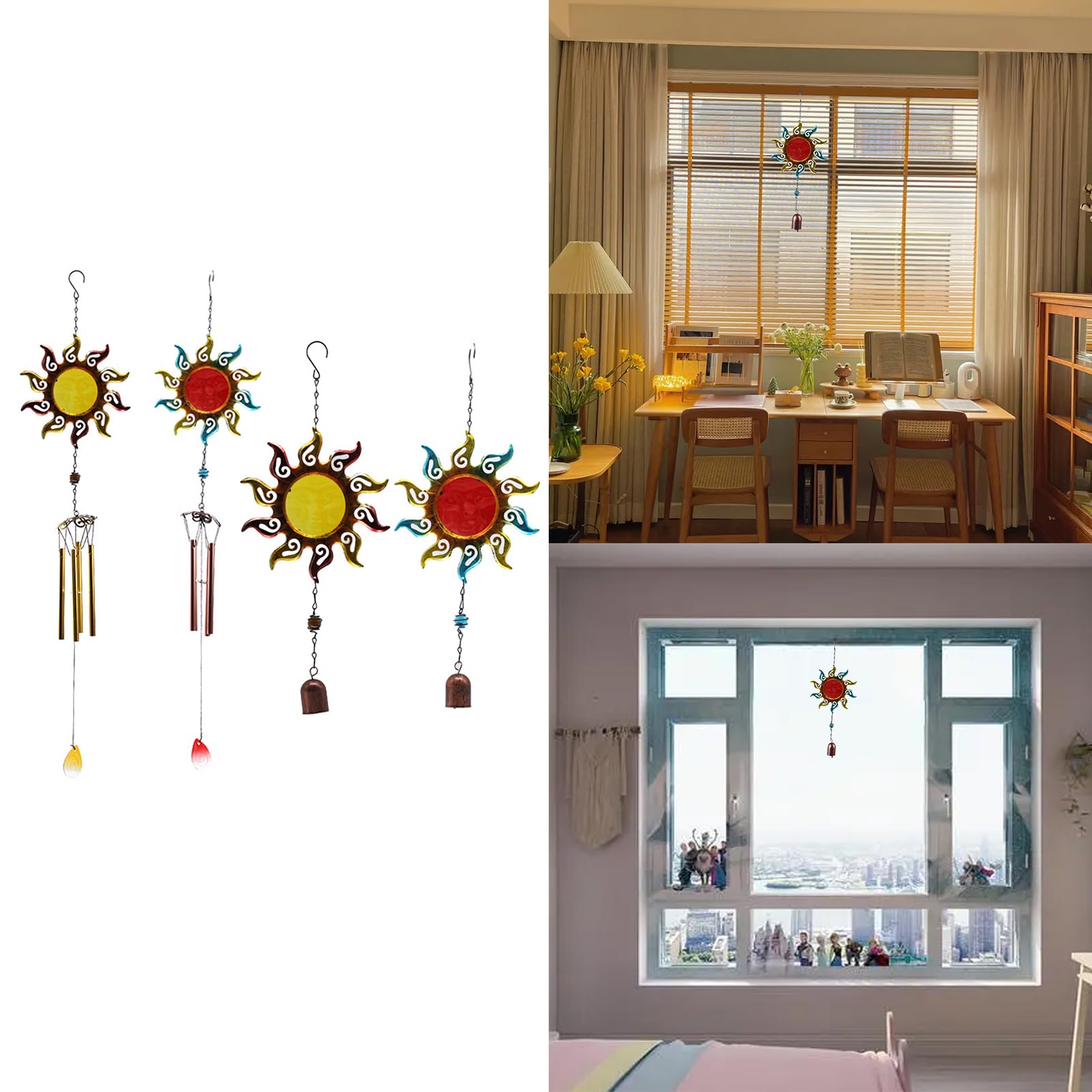 Sun-Shaped Waterproof Outdoor Hanging Bell Decor - Garden, Balcony & Party Festival Decoration | Weather-Resistant Metal Wind Chime for Patio, Yard & Seasonal Celebrations