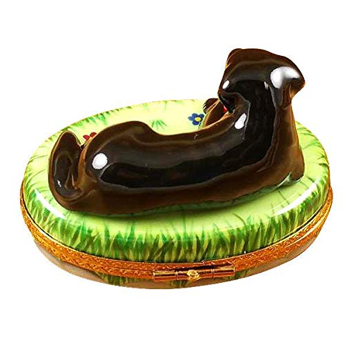 Authentic Limoges Porcelain Black Lab with Ball Figurine - Handcrafted in France | Perfect for Home Decor, Collectibles & Gifts