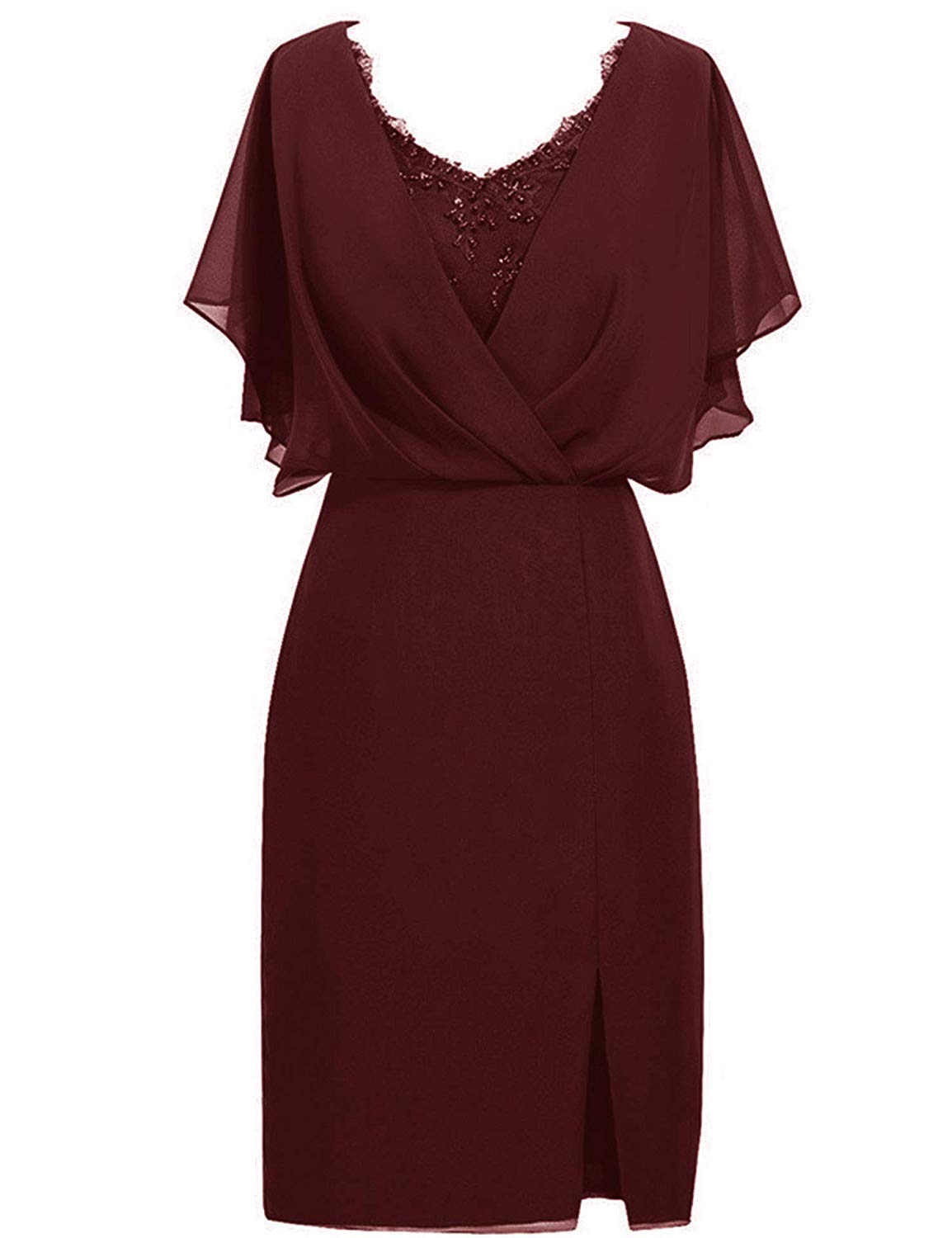 Elegant Knee-Length Chiffon Mother of The Bride Dress - A-Line Formal Evening Gown for Weddings, Receptions & Special Occasions