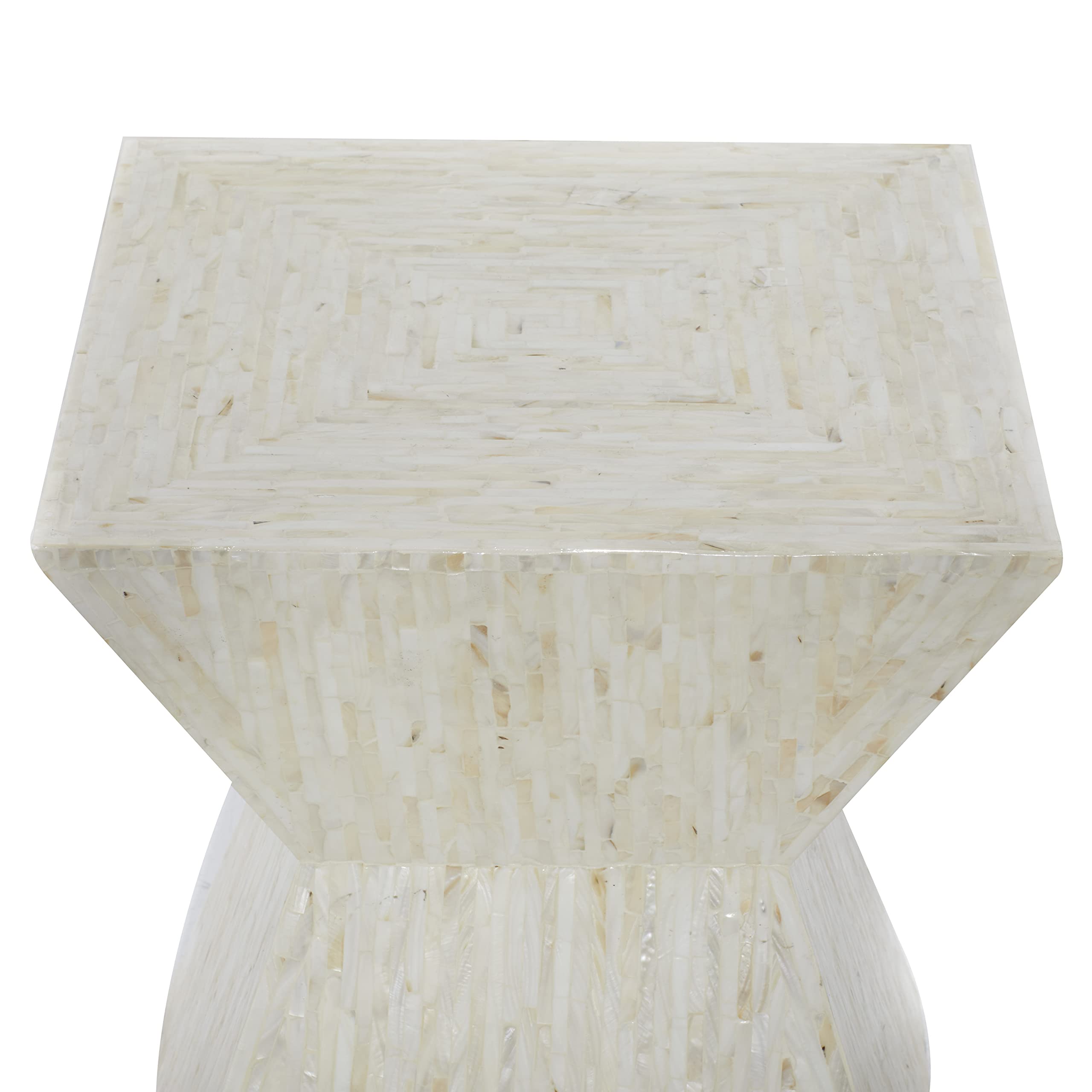 Deco 79 Handmade Mother of Pearl Shell Hourglass Shaped Accent Table - 16