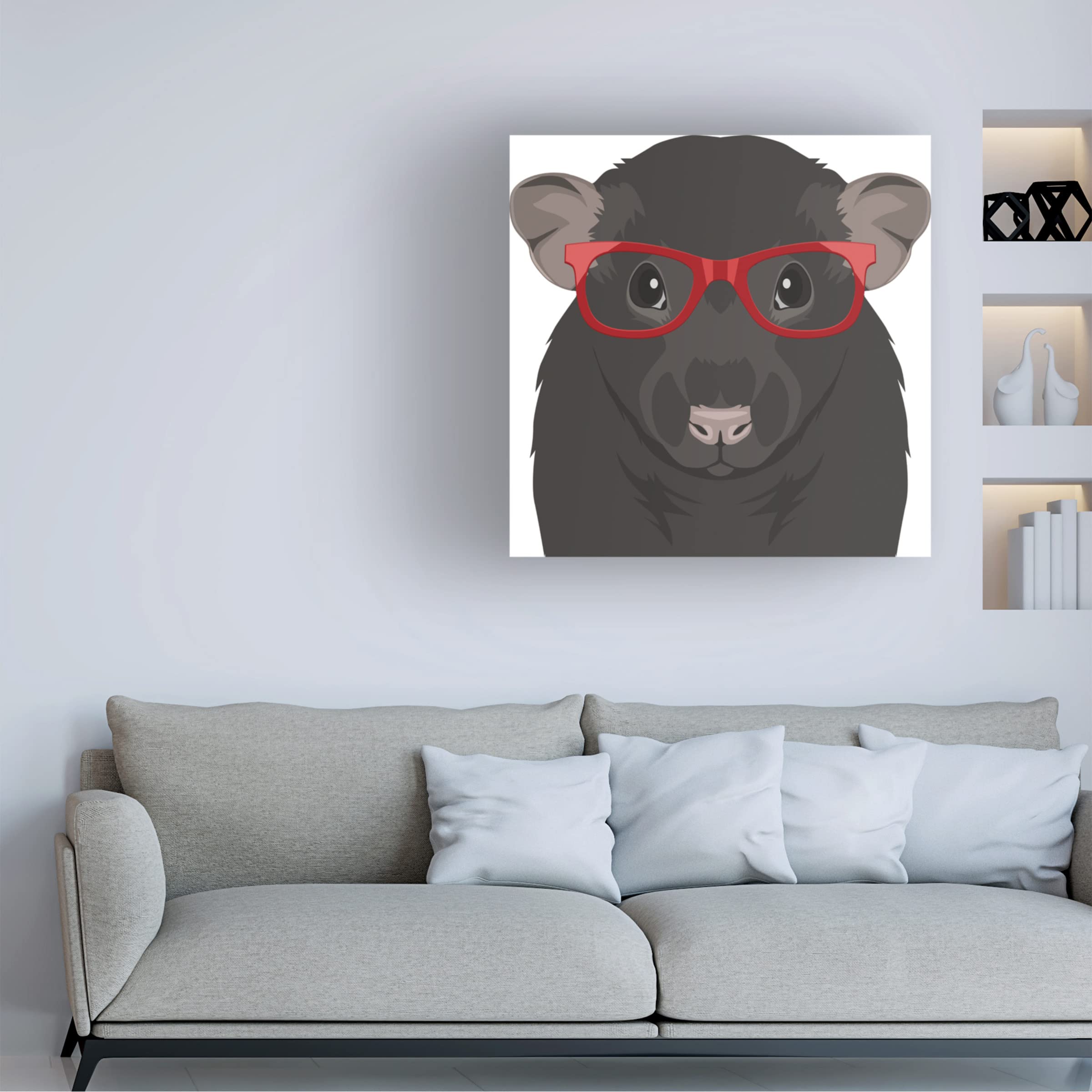 Trademark Fine Art 'Rat Wearing Hipster Glasses' Canvas Wall Art Print by Furbaby Affiliates - Unique Home Decor for Living Room, Bedroom & Office