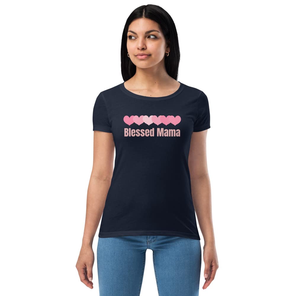 Blessed Mom T-Shirt for Women - Comfortable Fitted Cute Mama Shirt - Perfect for Mother's Day, Family Photos & Everyday Wear