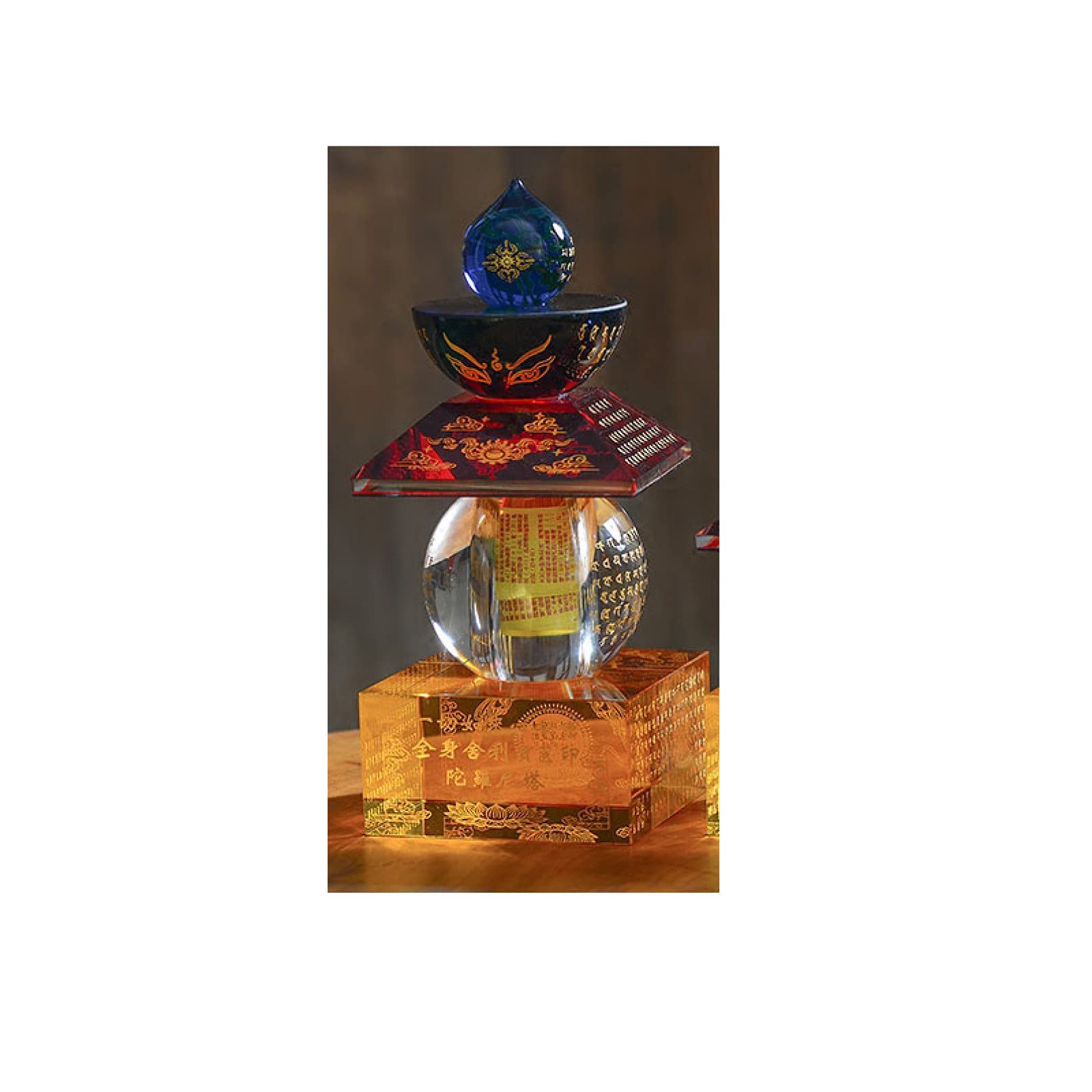 Handcrafted Crystal Pagoda Statue - Buddhist Stupa Ornament for Home Temple Decor, Feng Shui Lucky Charm | Perfect for Meditation Spaces, Altar Displays & Spiritual Gifts