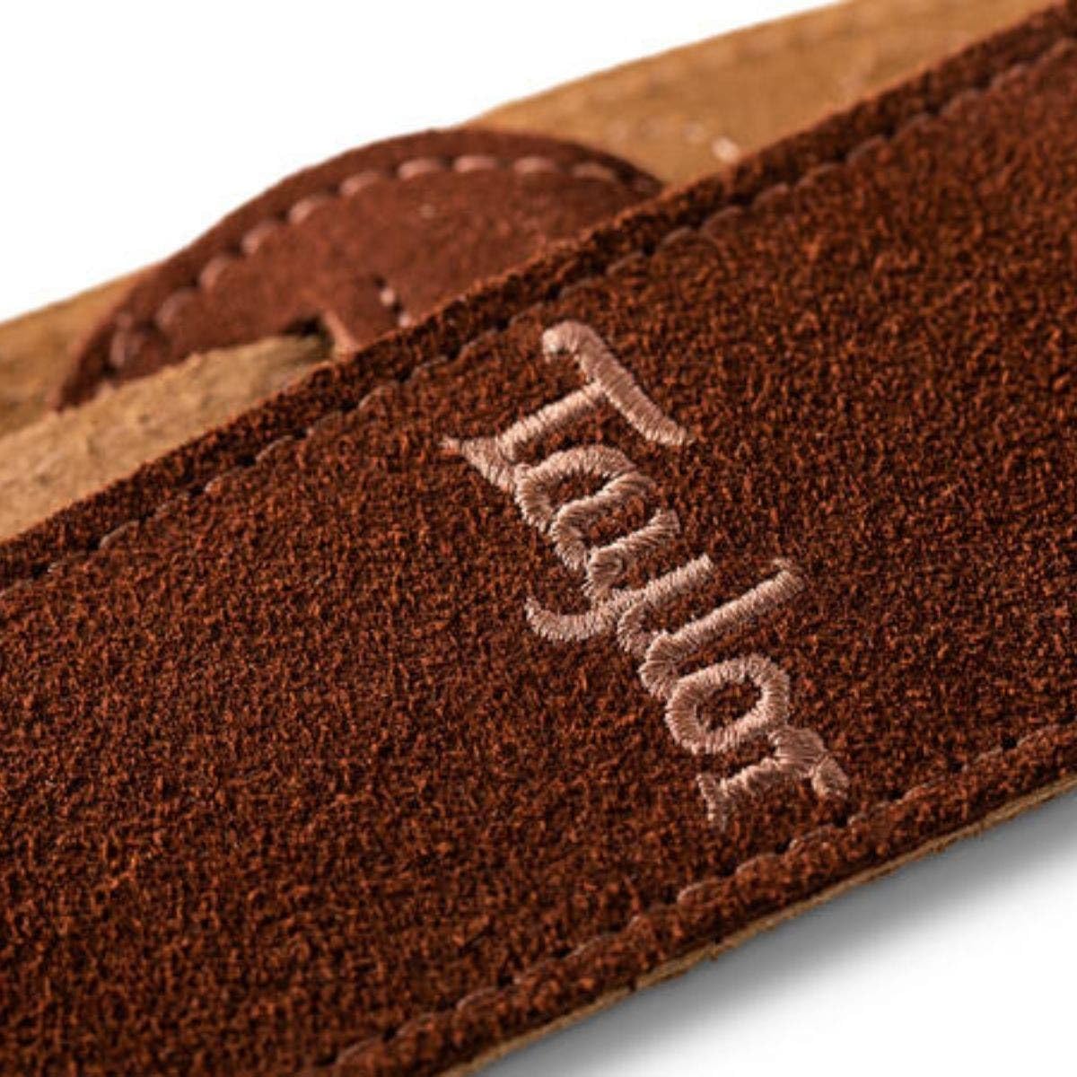 Taylor Guitars Chocolate Suede Logo Guitar Strap - Premium Leather Guitar Strap for Acoustic & Electric Guitars - Perfect for Performances, Studio Recording & Travel