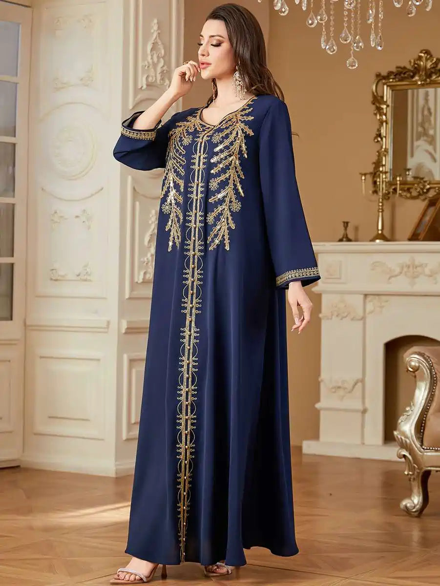 Elegant Eid Embroidery Caftan Dress for Women - Traditional Moroccan Kaftan #254361 - Perfect for Eid Celebrations, Weddings & Special Occasions