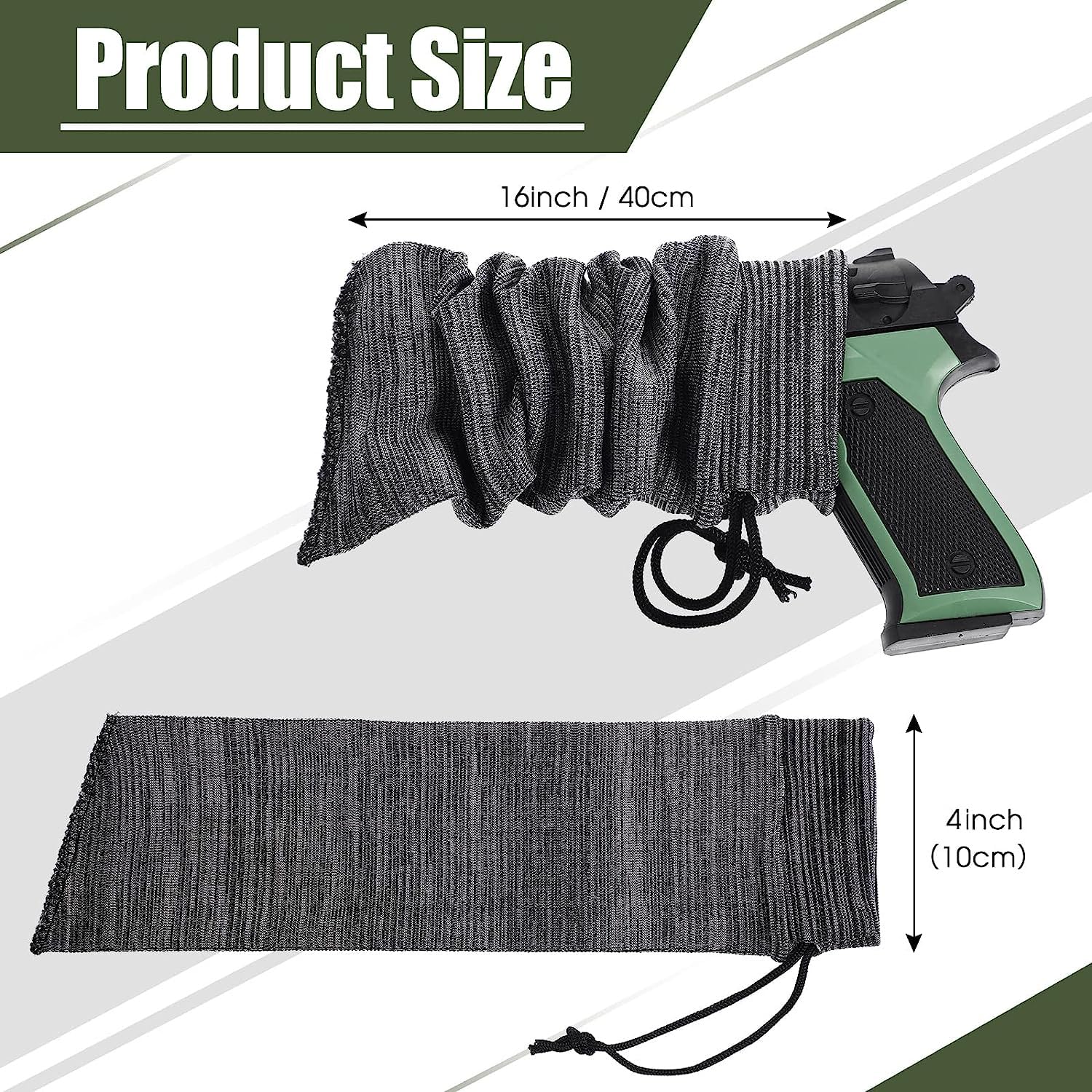 6 Pack 16 Inch Gun Socks - Rustproof Silicone Gun Sleeves with Waterproof Fabric & Drawstring Closure - Tactical Firearm Storage for Hunting, Shooting Range & Gun Safe Organization