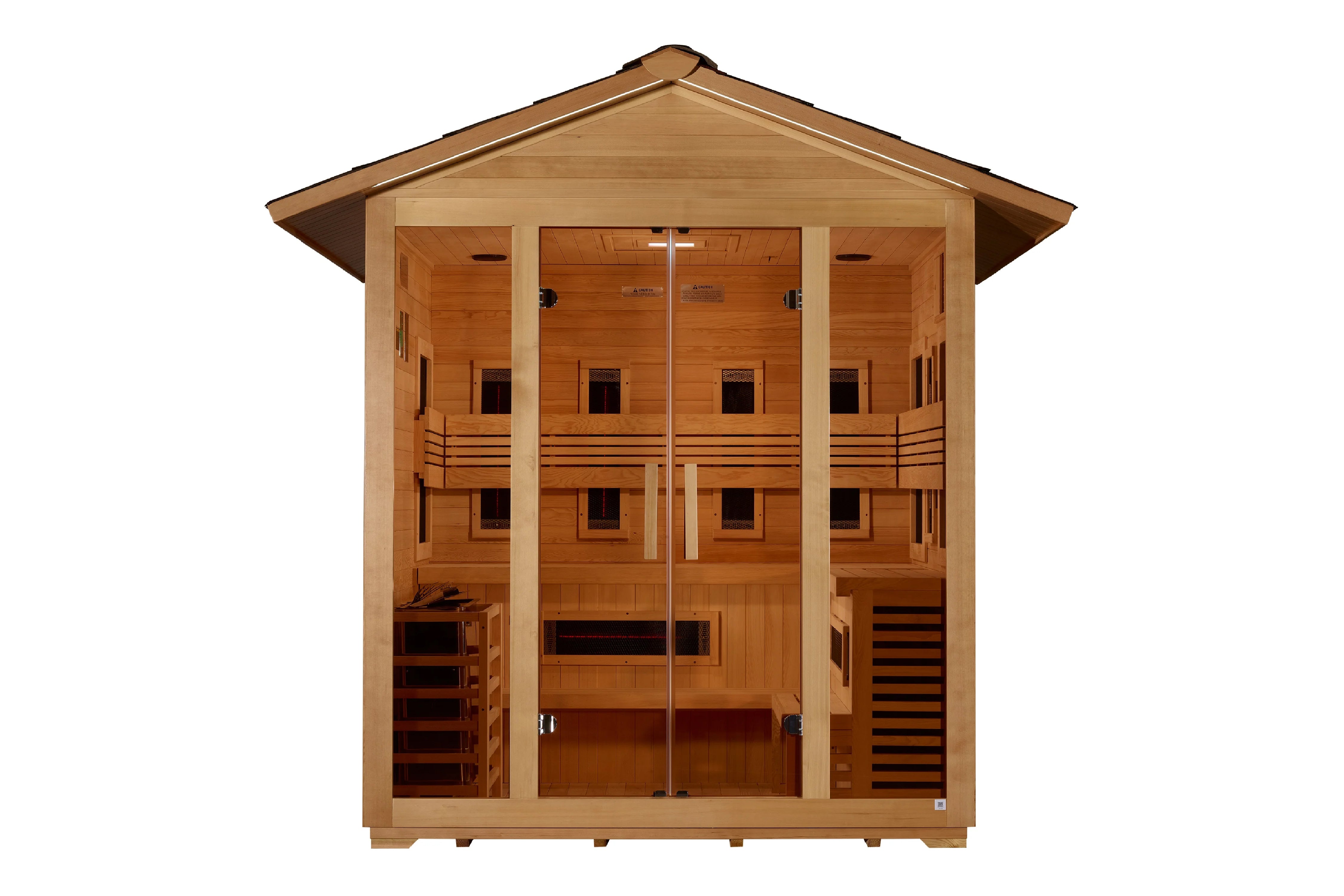 Golden Designs Gargellen 5-Person Full Spectrum Hybrid Outdoor Sauna - Infrared & Traditional Steam Sauna for Home Backyard Relaxation & Detox
