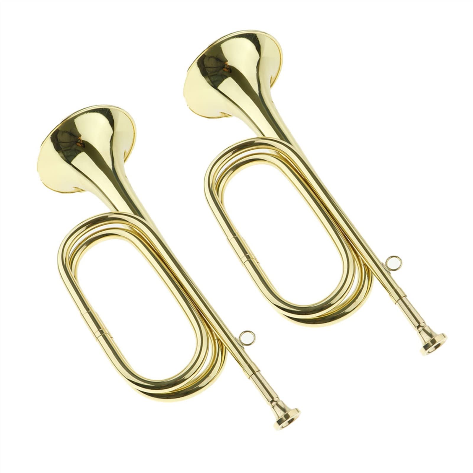 Set of 2 Kids Brass Trumpet Marching Bugle - Musical Instrument for Children's Band Practice & Birthday Gifts | Perfect for School Parades, Music Lessons & Beginner Musicians