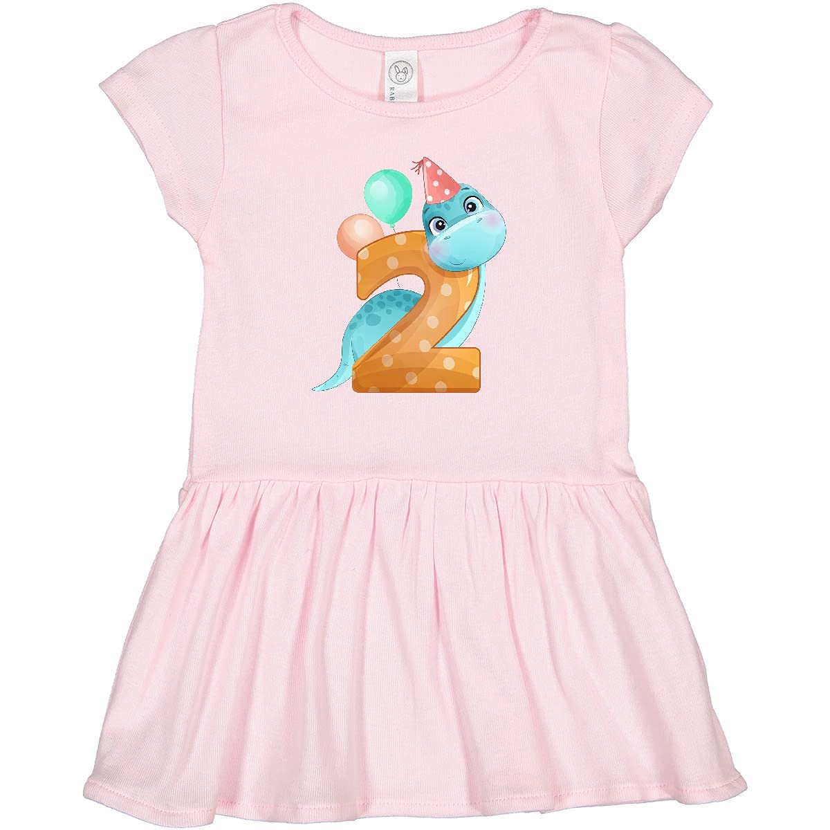 Inktastic 2nd Birthday Dinosaur Toddler Dress - Cute Dino Print Outfit for Girls & Boys - Perfect for Birthday Parties, Photo Shoots & Casual Wear