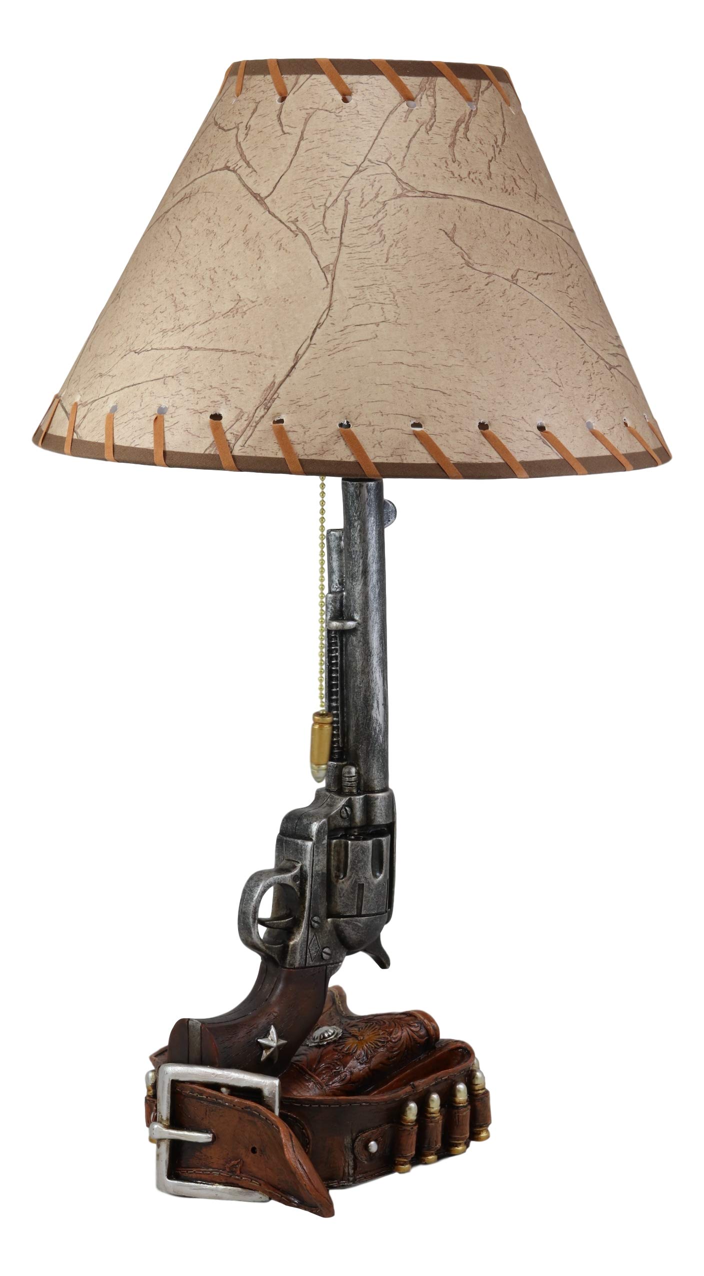 Ebros Western Six Shooter Revolver Gun Lamp with Holster & Ammo Belt - 20.5