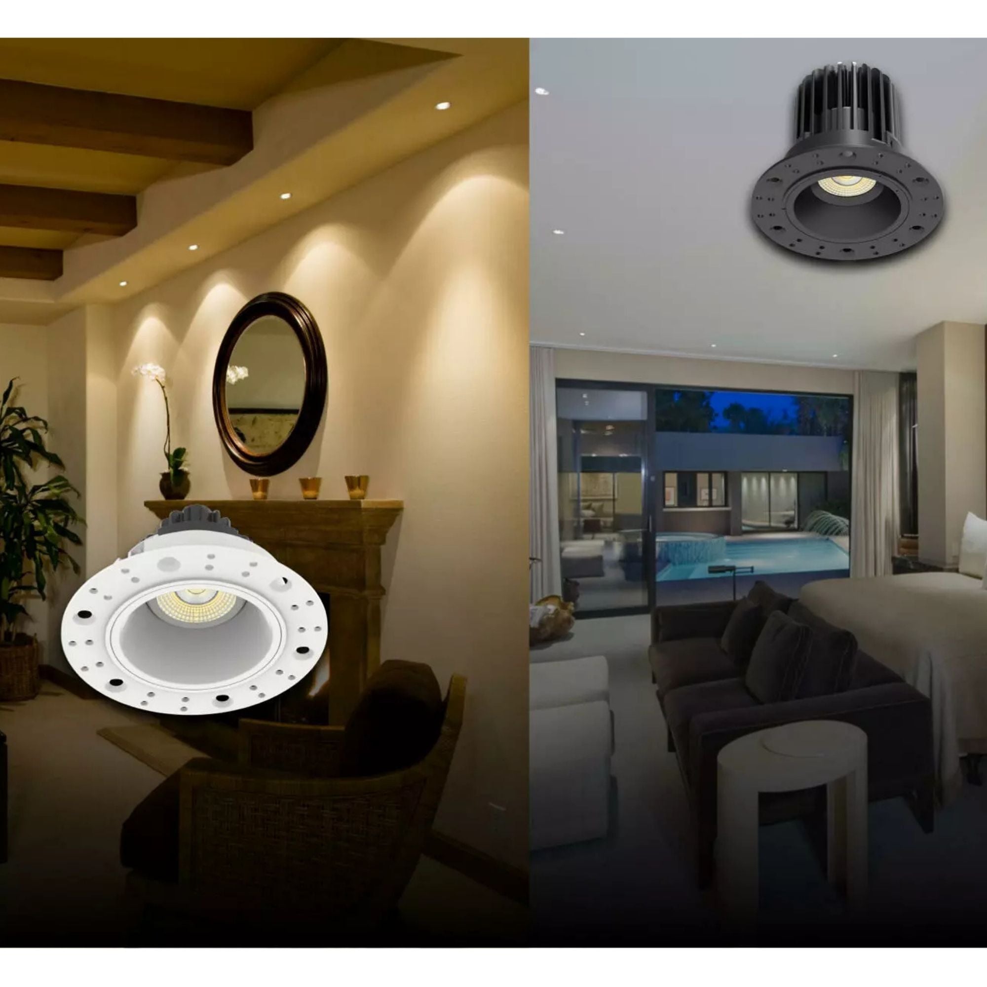 4 Pack Trimless Recessed LED Downlight - 20W 1900 Lumens 5 CCT Adjustable (2700K-6500K) White Square Regress Cone - Perfect for Living Room, Kitchen & Bedroom Lighting