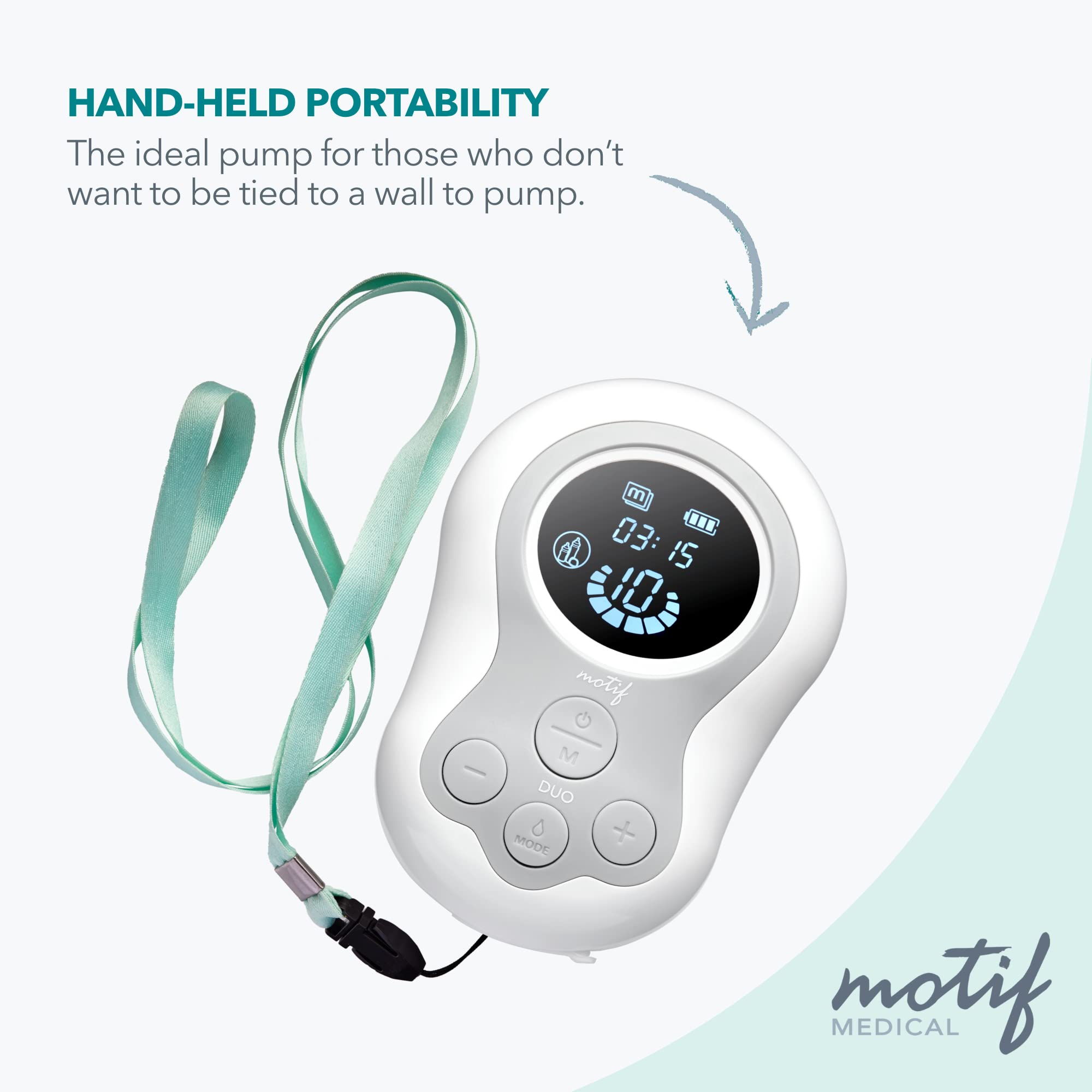 Motif Medical Duo Portable Double Electric Breast Pump - Hands-Free, Lightweight & Quiet for Traveling Moms - Perfect for Work, Commuting & On-the-Go Pumping - White