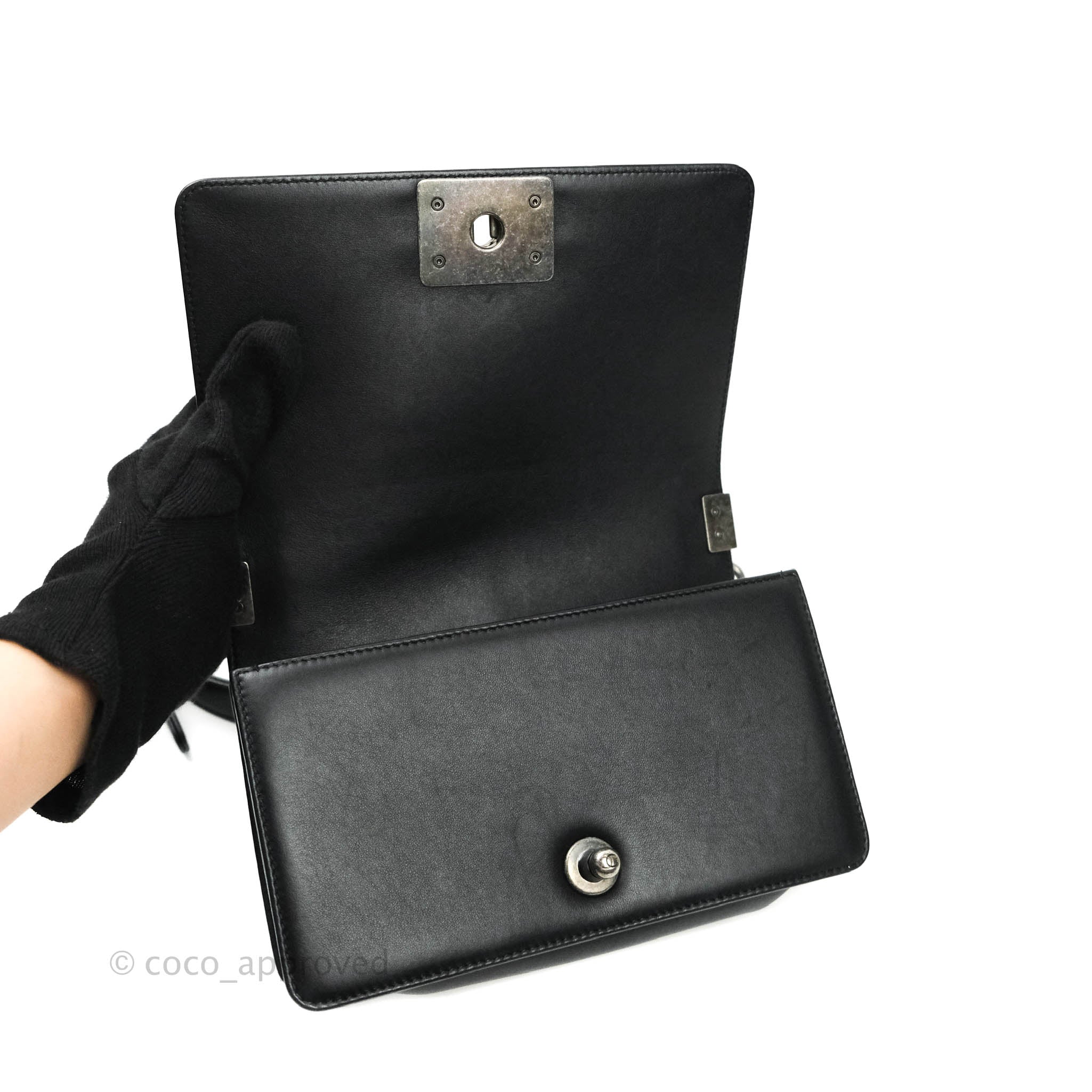 Chanel Boy Small Handbag Black Calfskin Leather Ruthenium Hardware - Luxury Crossbody Bag for Women, Perfect for Evening Parties & Date Nights