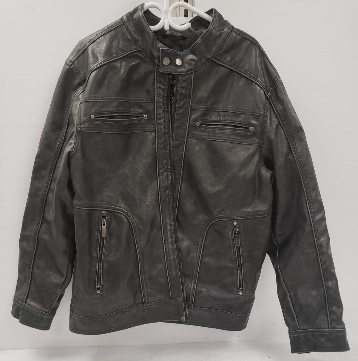 MotoGear Genuine Leather Jacket for Men - Size Large - Motorcycle Riding, Casual Wear & Outdoor Adventures