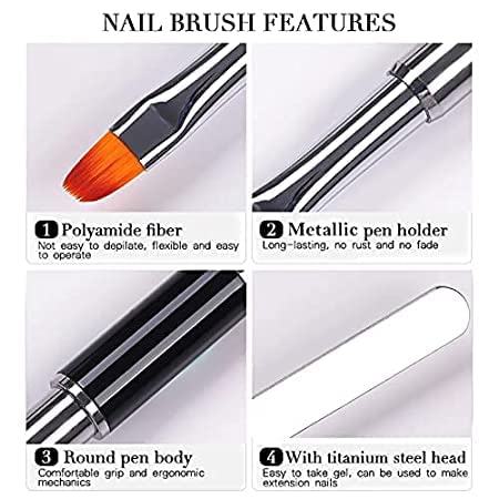 B-LADY 2-in-1 Poly Gel Nail Brush with Spatula - Professional Stainless Steel Nail Art Tool for PolyGel, UV Gel & Acrylic Nails Extension - Perfect for Salon, Home Manicure & DIY Nail Designs