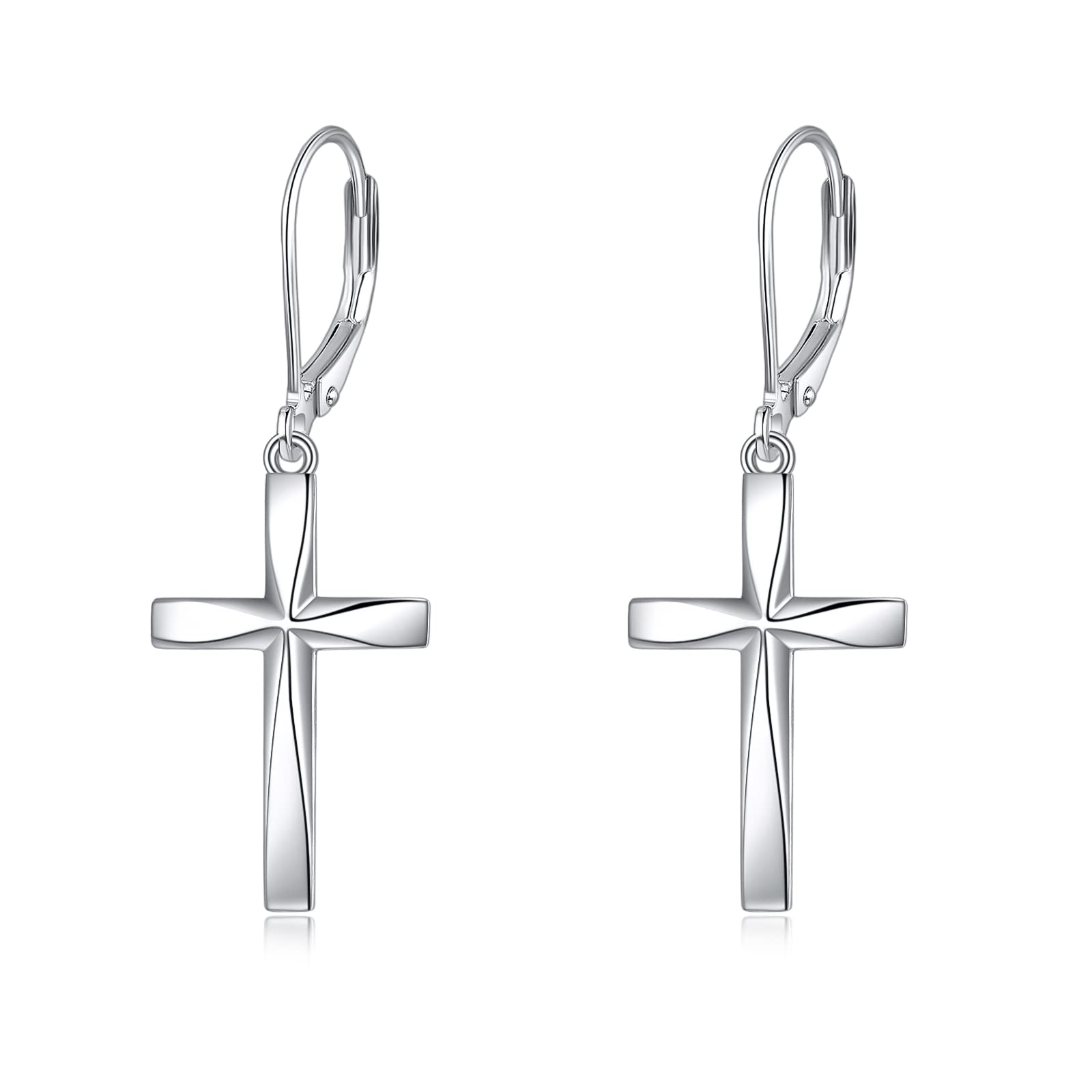 925 Sterling Silver Cross Dangle Drop Earrings for Women | Religious Jewelry Gift | Church, Wedding & Everyday Wear