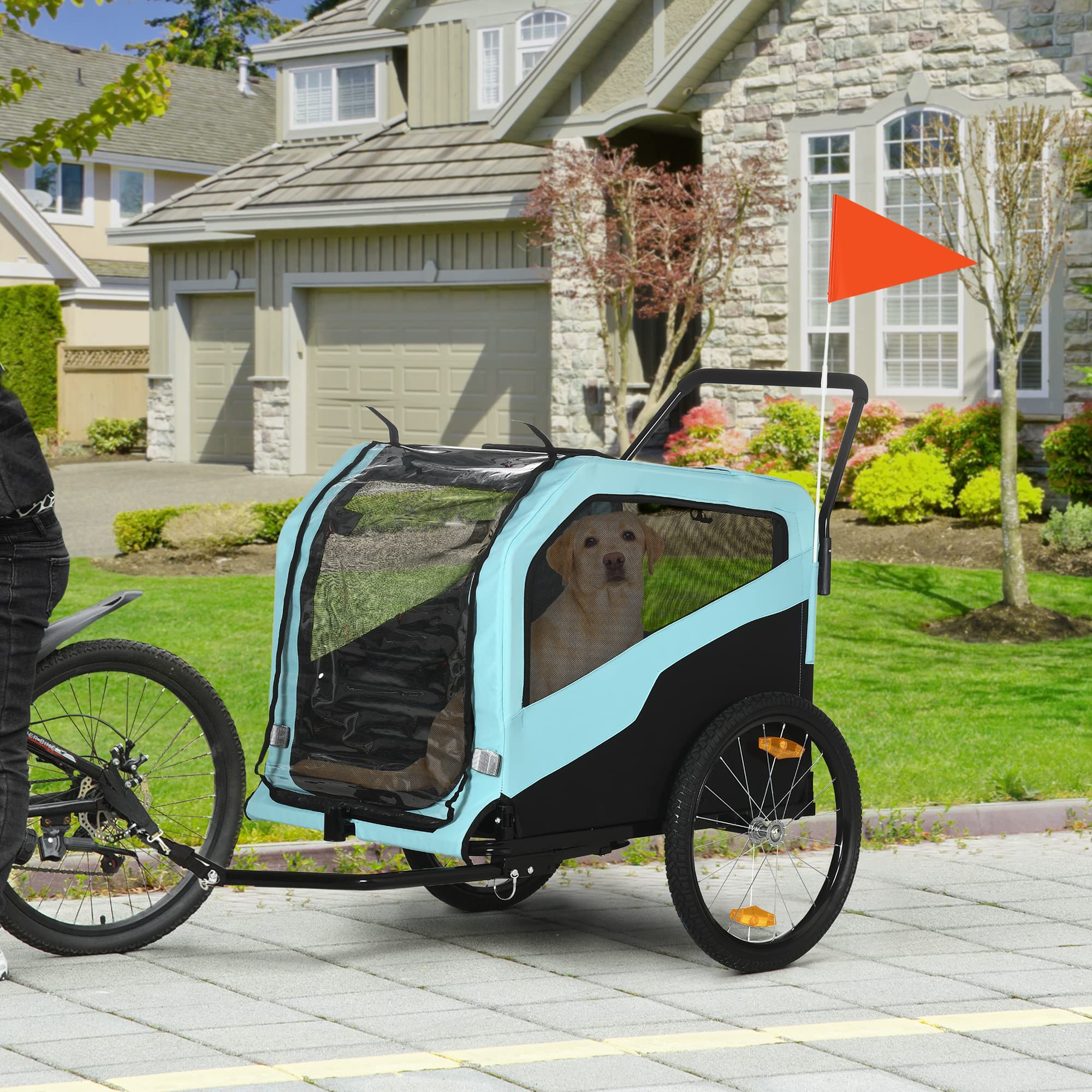 Aosom 2-in-1 Dog Bike Trailer & Pet Stroller for Large Dogs - Convertible Pet Carrier with Quick-Release Wheels, Foot Support & Safety Hitch - Perfect for Biking, Jogging & Outdoor Adventures with Your Pet