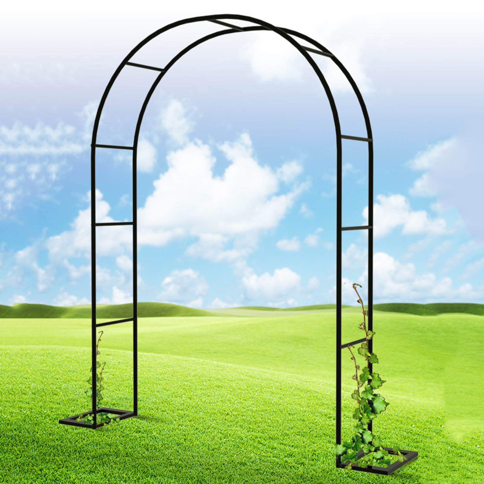 Black Metal Garden Arbor Trellis for Climbing Plants - 8 Sizes, Freestanding Outdoor Arch Stand for Roses, Vines & Flowers - Perfect for Backyard, Lawn & Patio Decor