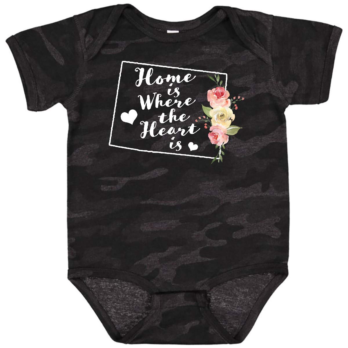 Inktastic Wyoming Home is Where The Heart is Watercolor Baby Bodysuit - Soft Cotton Onesie for Newborns & Infants, Perfect for Family Photos, Holidays & Everyday Wear