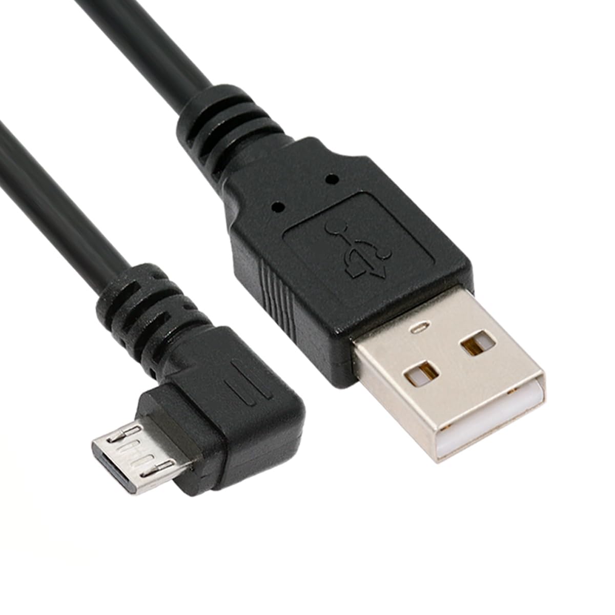 90 Degree Right Angle Micro USB to USB 2.0 Cable - 5Pin Fast Charging & 480Mbps Data Sync Cable for Android Phones & Tablets (25cm/0.82ft) - Perfect for Tight Spaces & Car Charging
