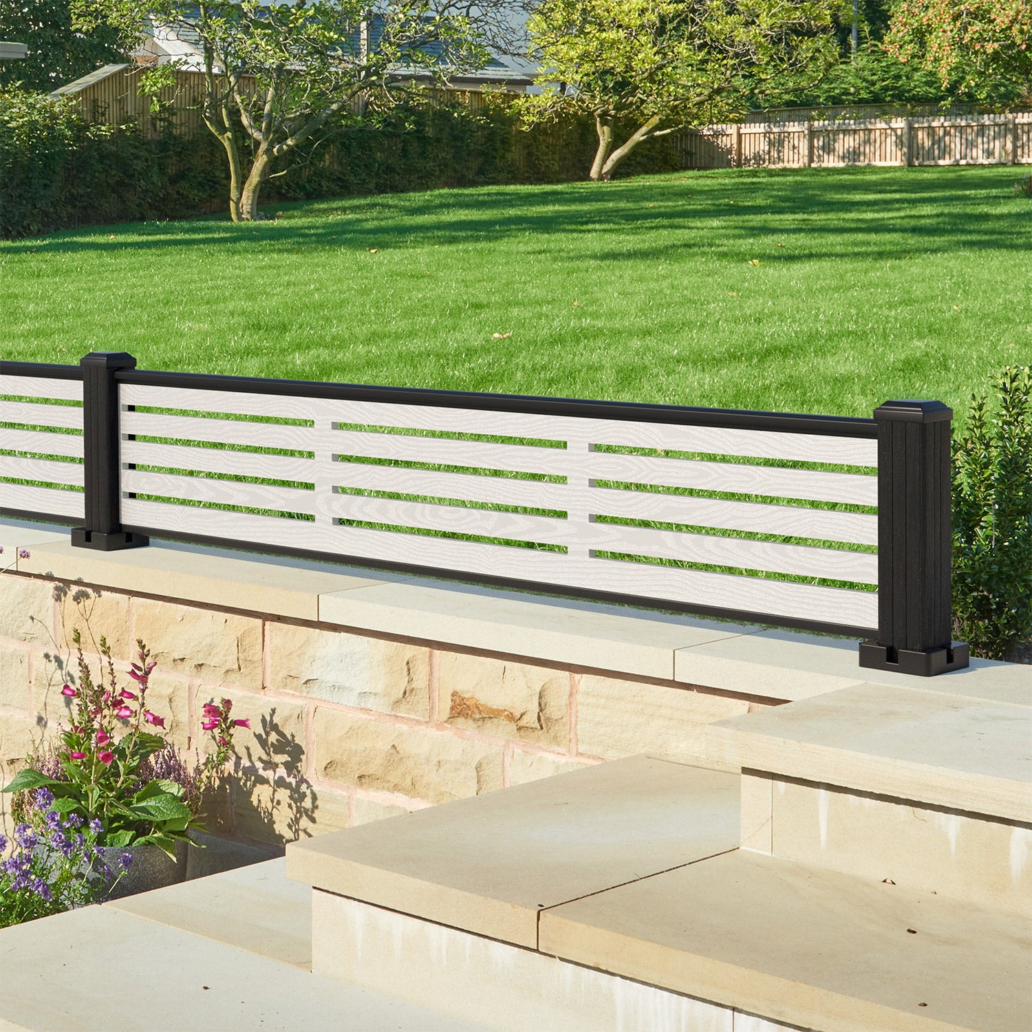 180x30cm Aspen Decorative Fence with Composite Posts - Perfect for Garden Landscaping, Yard Borders & Outdoor Privacy Screening