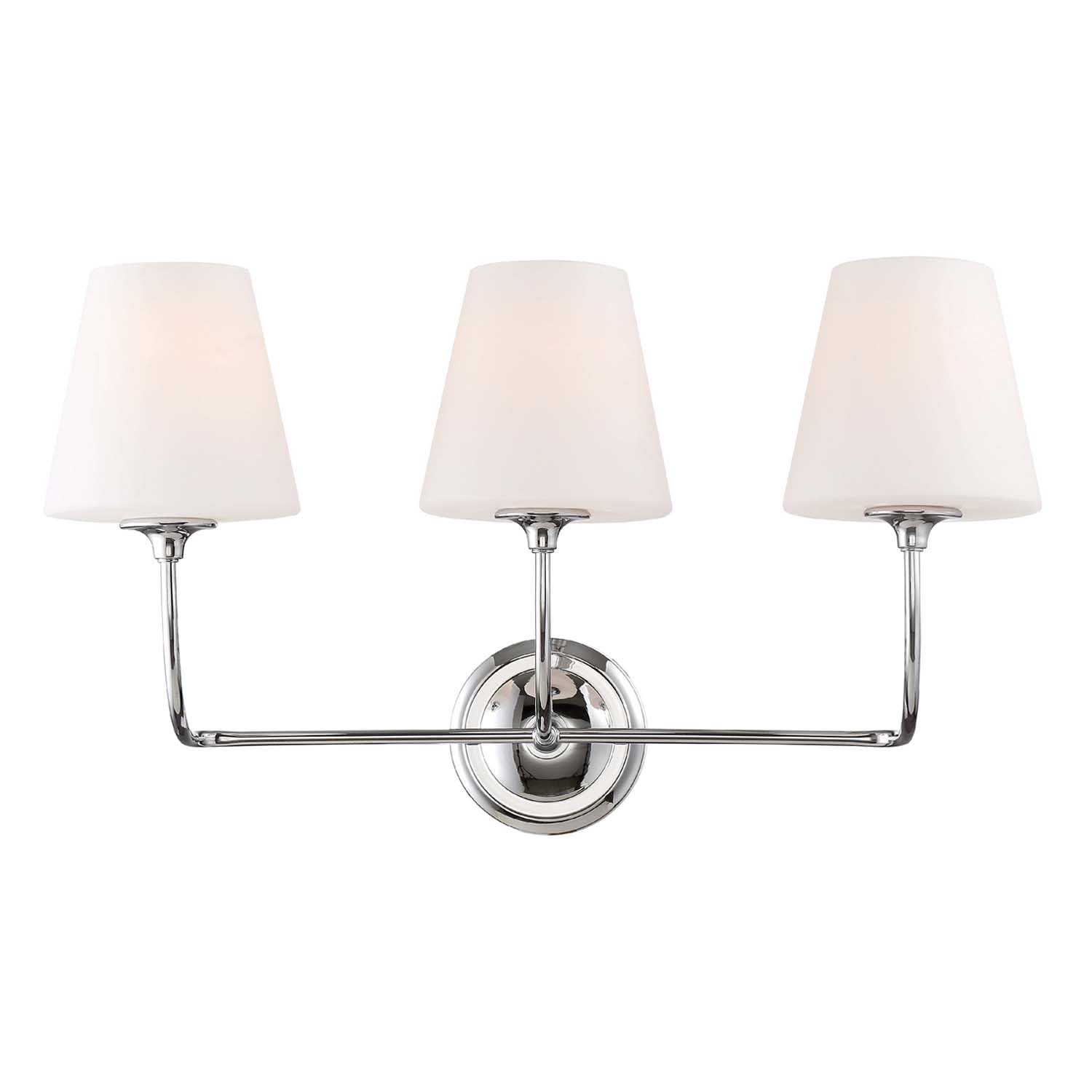 Crystorama Libby Langdon Sylvan 3-Light Polished Chrome Bathroom Vanity Light Fixture - Perfect for Modern Bathroom, Powder Room, and Dressing Area Lighting