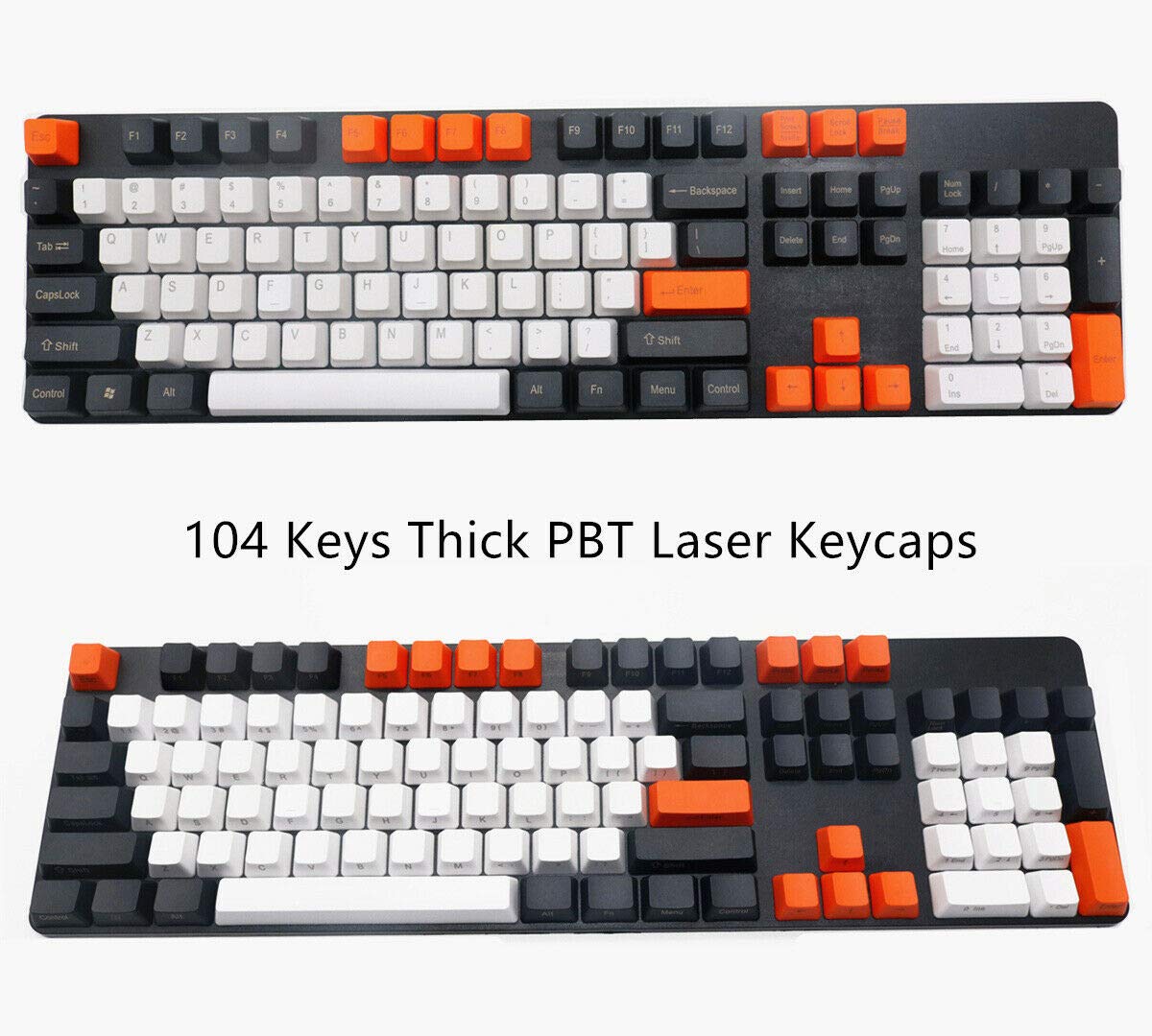 Thick PBT Keycaps for Cherry MX RGB - OEM Profile, Laser Doubleshot, Titanium Black - Gaming & Typing Upgrade
