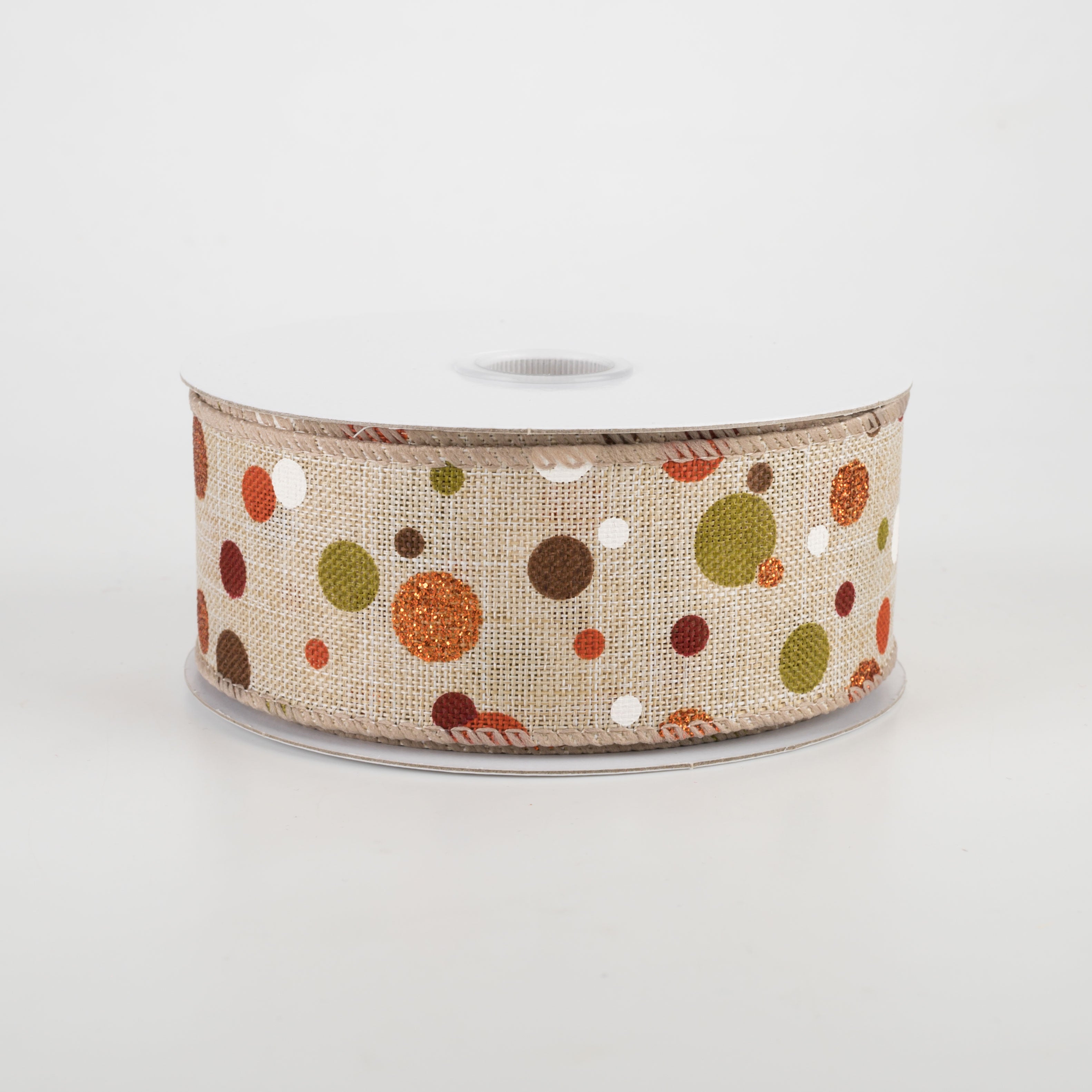1.5 Inch Fall Dots Ribbon - Natural Cotton Decorative Ribbon (10 Yards) for Gift Wrapping, DIY Crafts, and Seasonal Home Decor