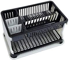 Plastic Kitchen Organizer Rack with Water Storage Tray - Space Saving Countertop Storage for Utensils, Sponges & Dish Soap | Perfect for Small Kitchens & RV Use