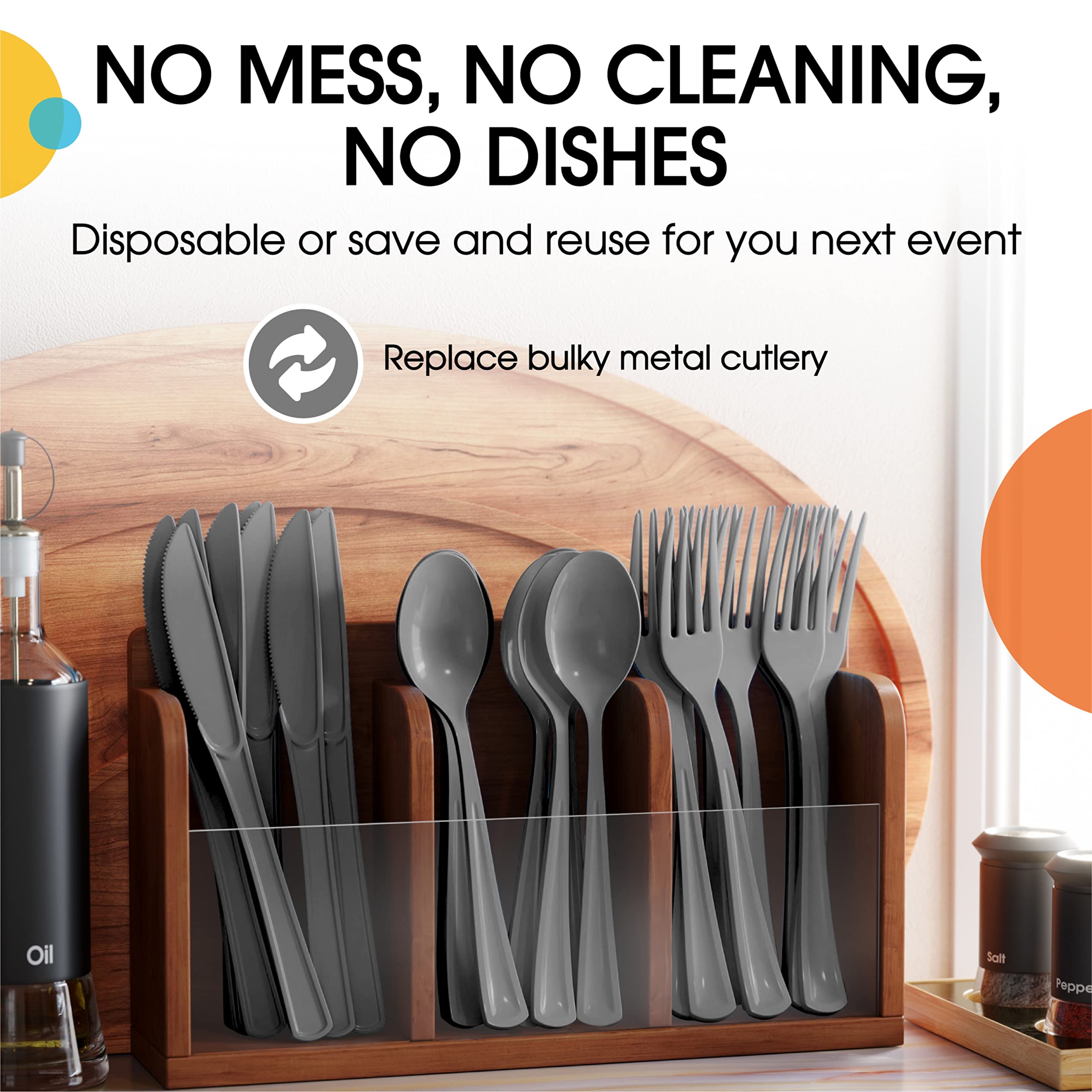 50-Pack Heavy Duty Silver Plastic Knives - Disposable Cutlery Set for Parties, Picnics & Events - Durable Flatware for Catering, BBQ, Wedding & Home Use
