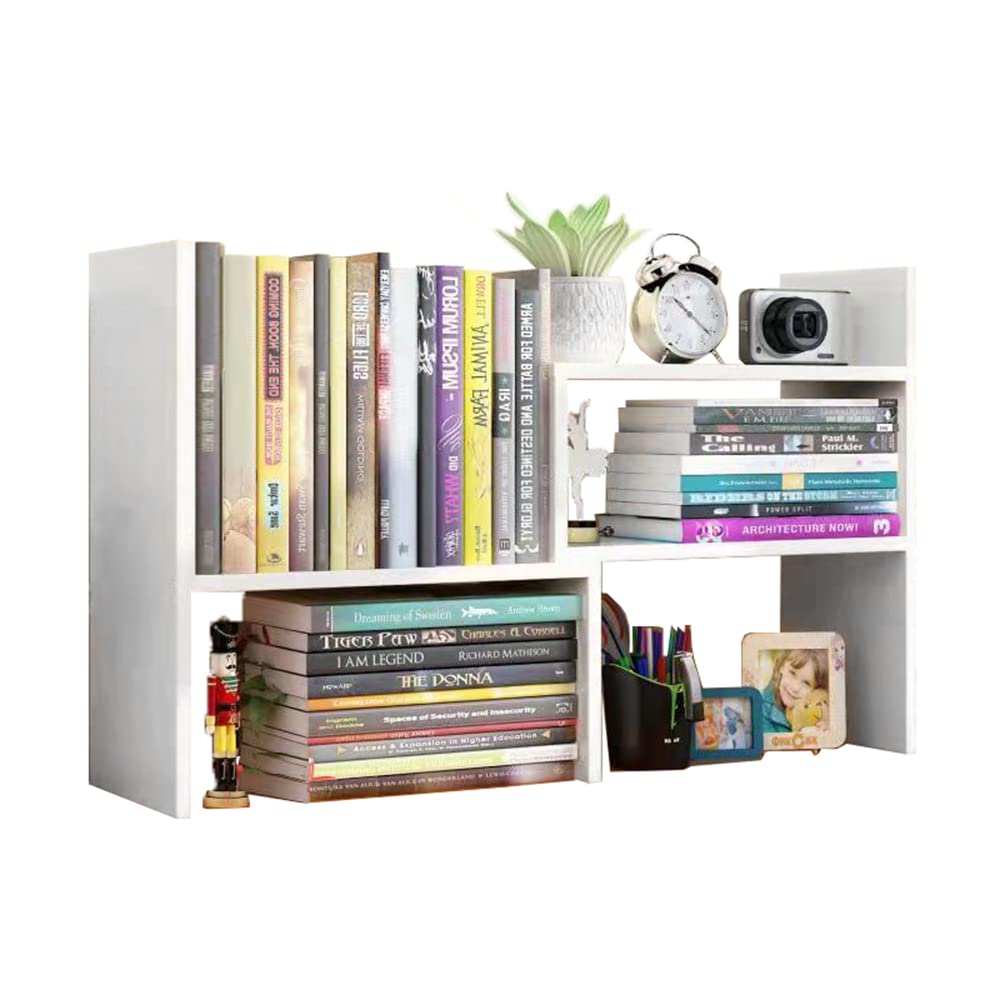 Adjustable Wood Desktop Bookshelf Organizer - Office Storage Rack & Display Shelf for Desk Organization - Perfect for Home Office, Study Room, and Workspace Storage Solutions