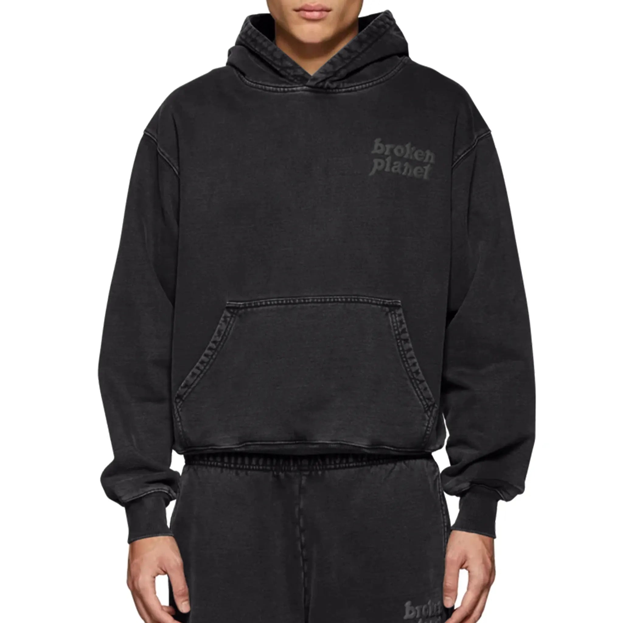 Broken Planet Basics Washed Midnight Black Hoodie - Premium Cotton Pullover for Men & Women | Streetwear Fashion, Casual Wear, Gym & Lounge Comfort