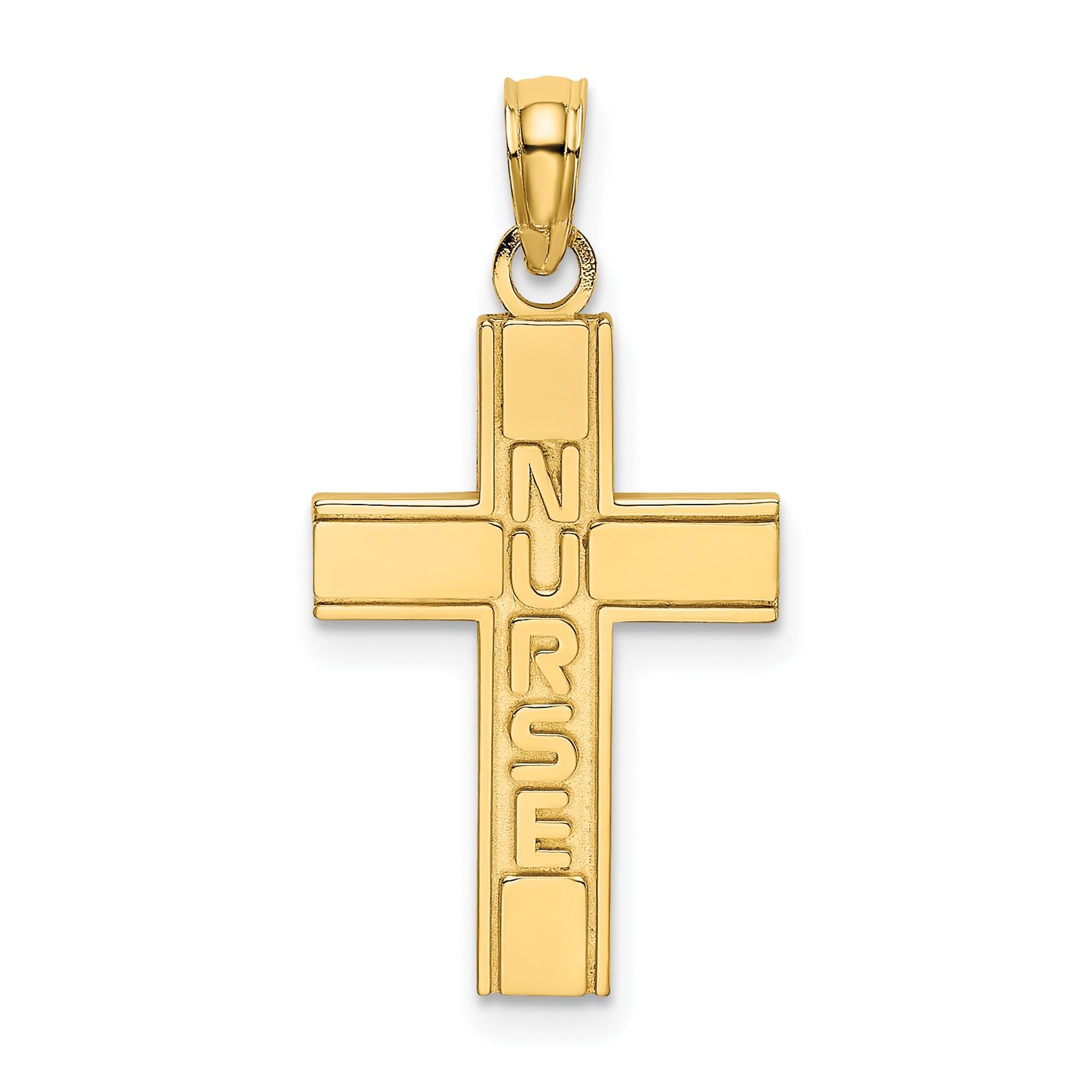 14K Solid Yellow Gold Caduceus Medical Pendant Necklace - Registered Nurse, Paramedic, Doctor & Nursing Student Gift - Religious Cross Charm for Healthcare Professionals & Medical Graduates | Perfect for Daily Wear, Special Occasions & Professional Recognition