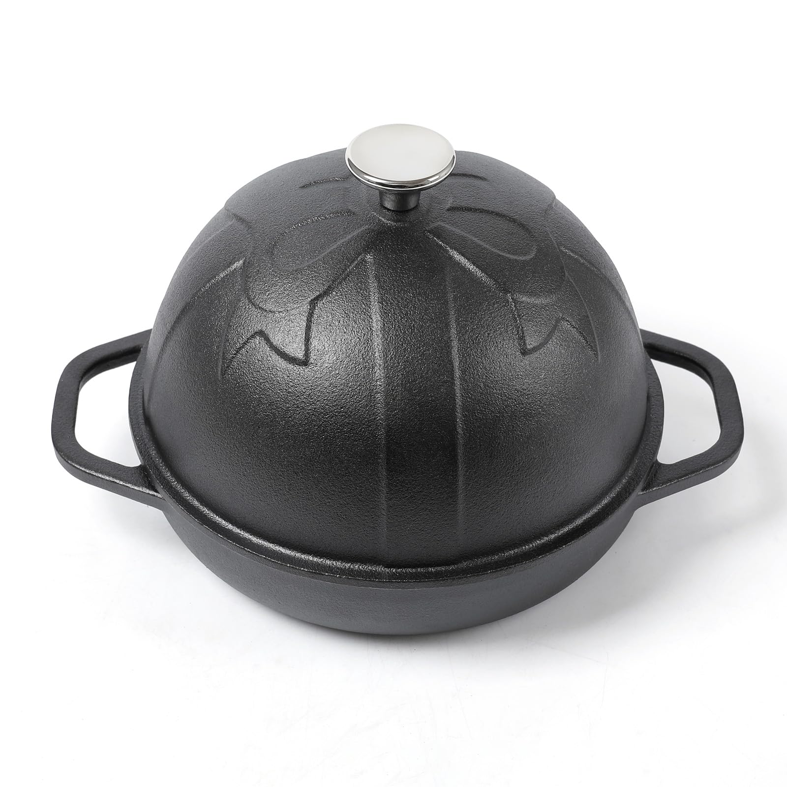 HAWOK 7.8 Inch Pre-Seasoned Cast Iron Bread Cloche with Proofing Basket & Dough Scoring Knife - 20cm Sourdough Baking Pan for Artisan Bread, Dutch Oven Alternative - Perfect for Home Bakers & Bread Making Enthusiasts